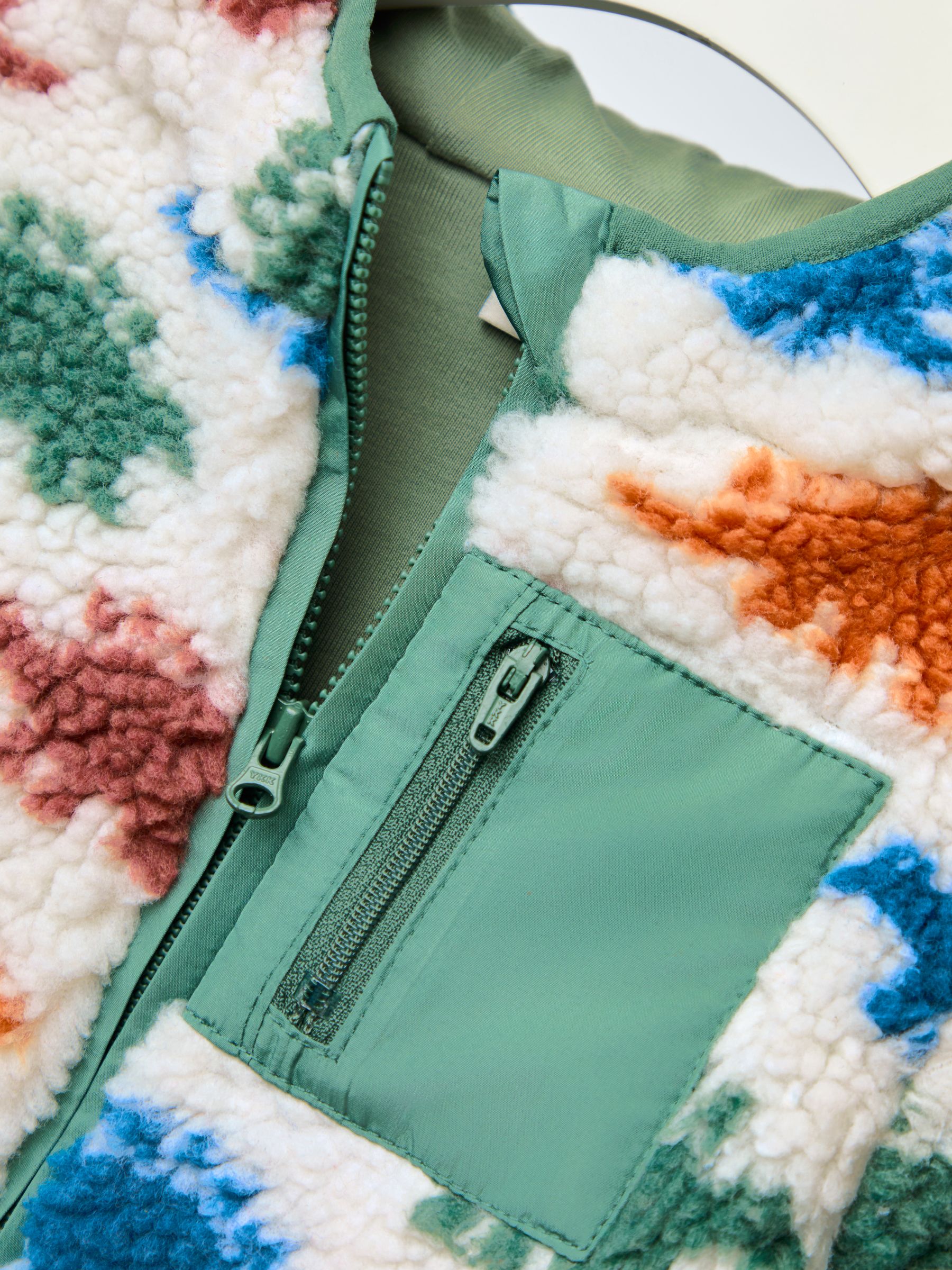 Natural Stegosaurus Dino Checkerboard Hooded Borg Jacket - Image 5 of 6