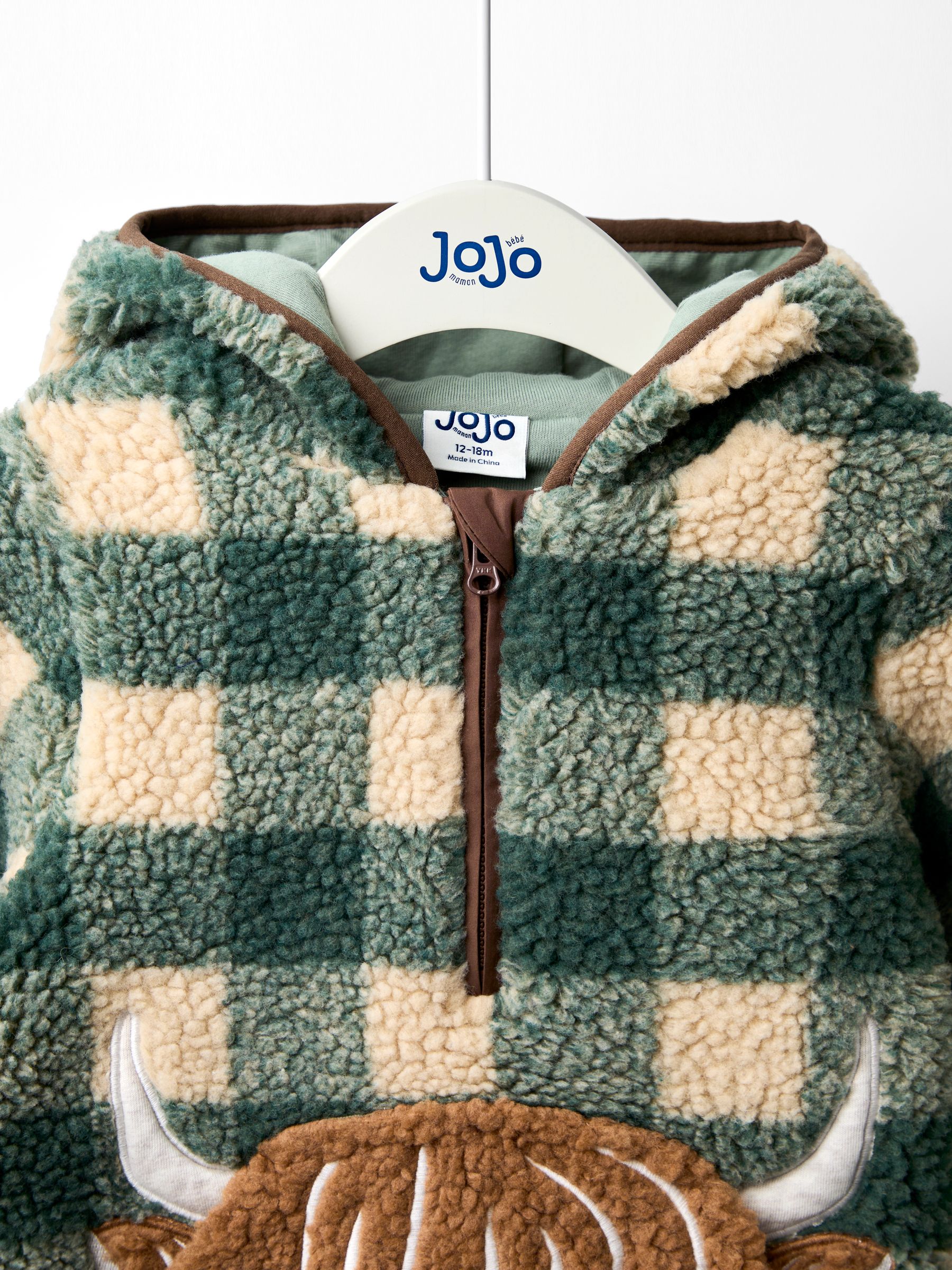 Green Highland Cow Appliqué Half Zip Borg Jacket - Image 3 of 6