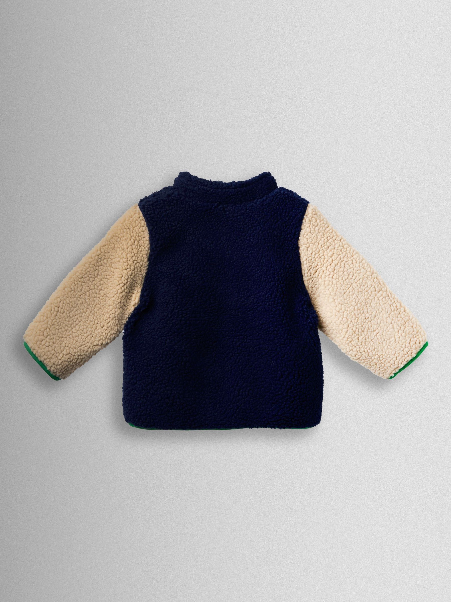 Navy Blue Colour Block Fleece Jacket - Image 2 of 9