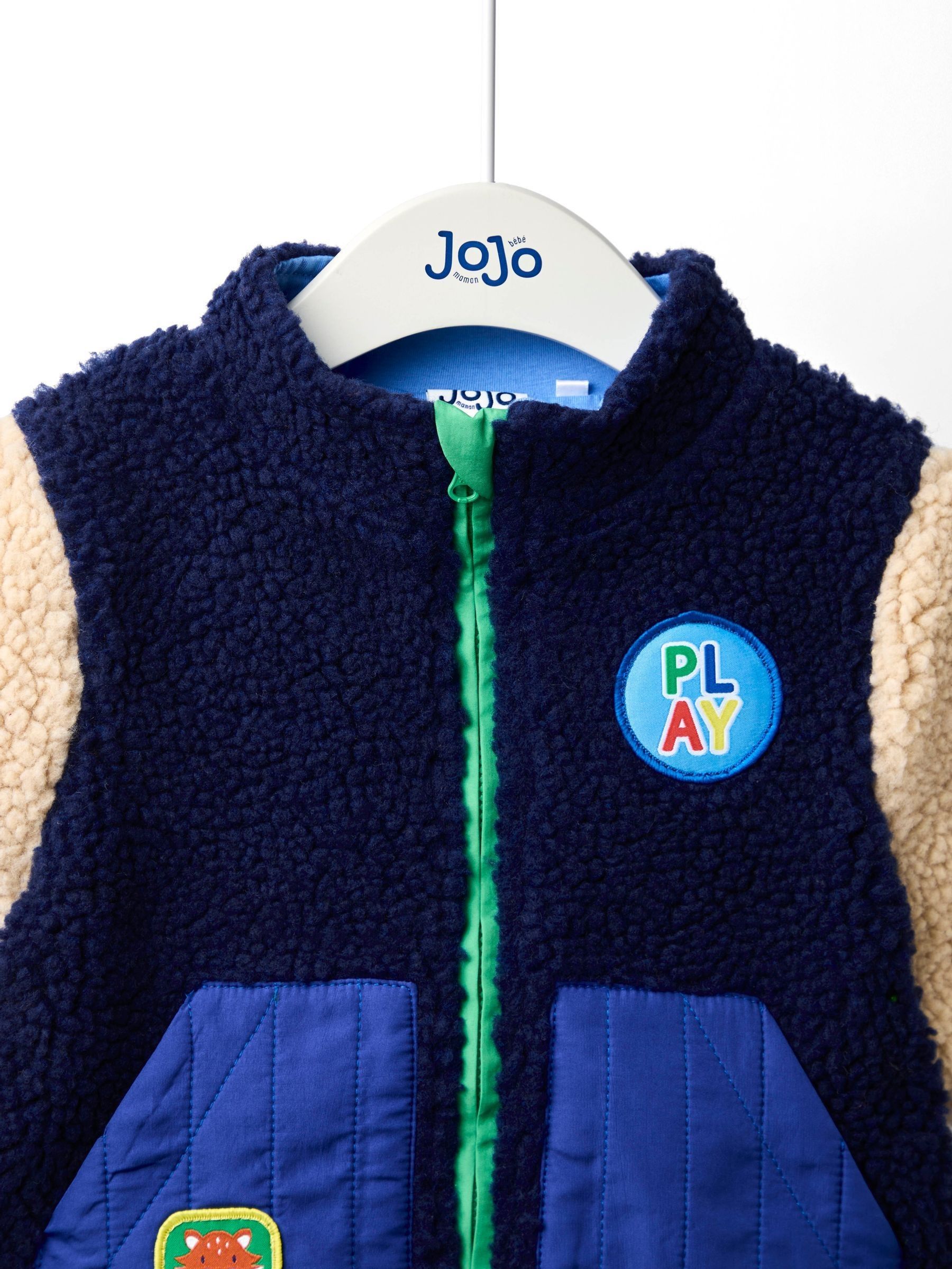 Navy Blue Colour Block Fleece Jacket - Image 4 of 9