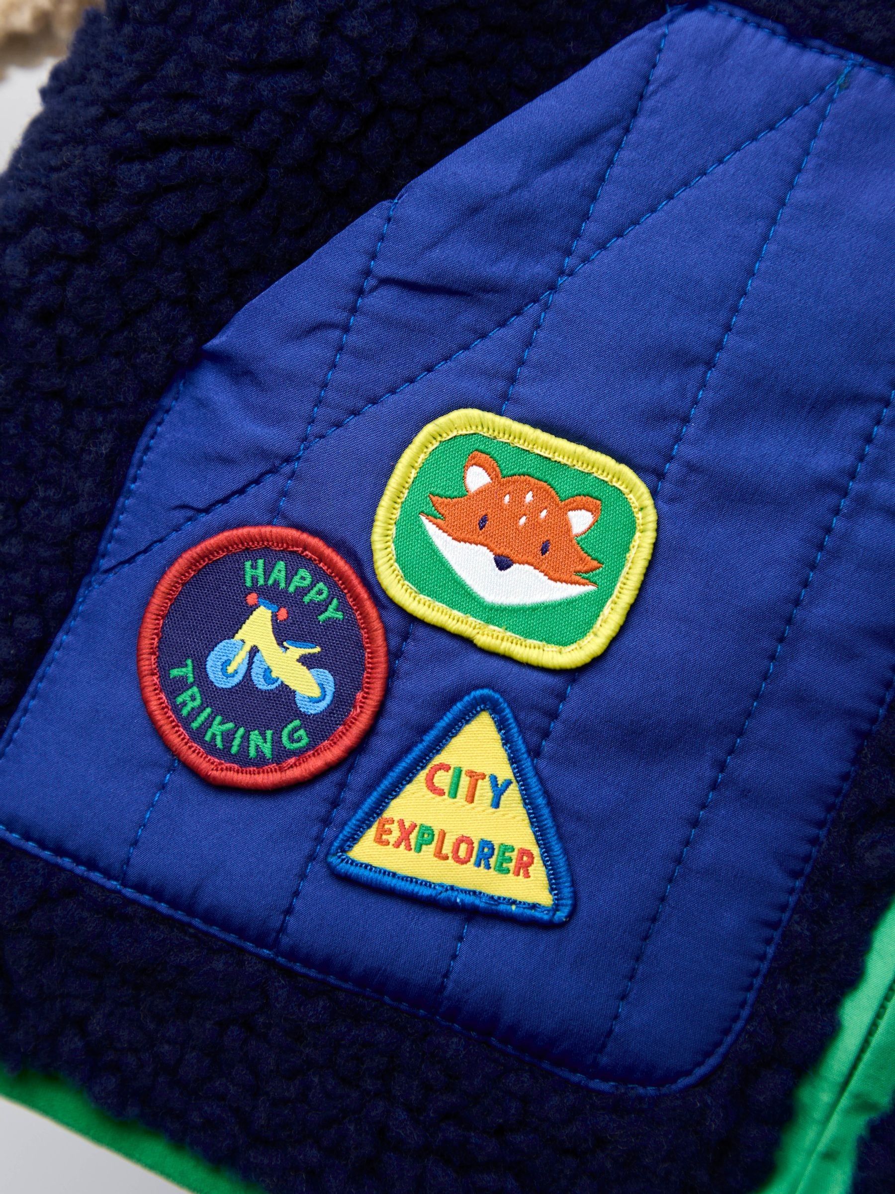 Navy Blue Colour Block Fleece Jacket - Image 5 of 9