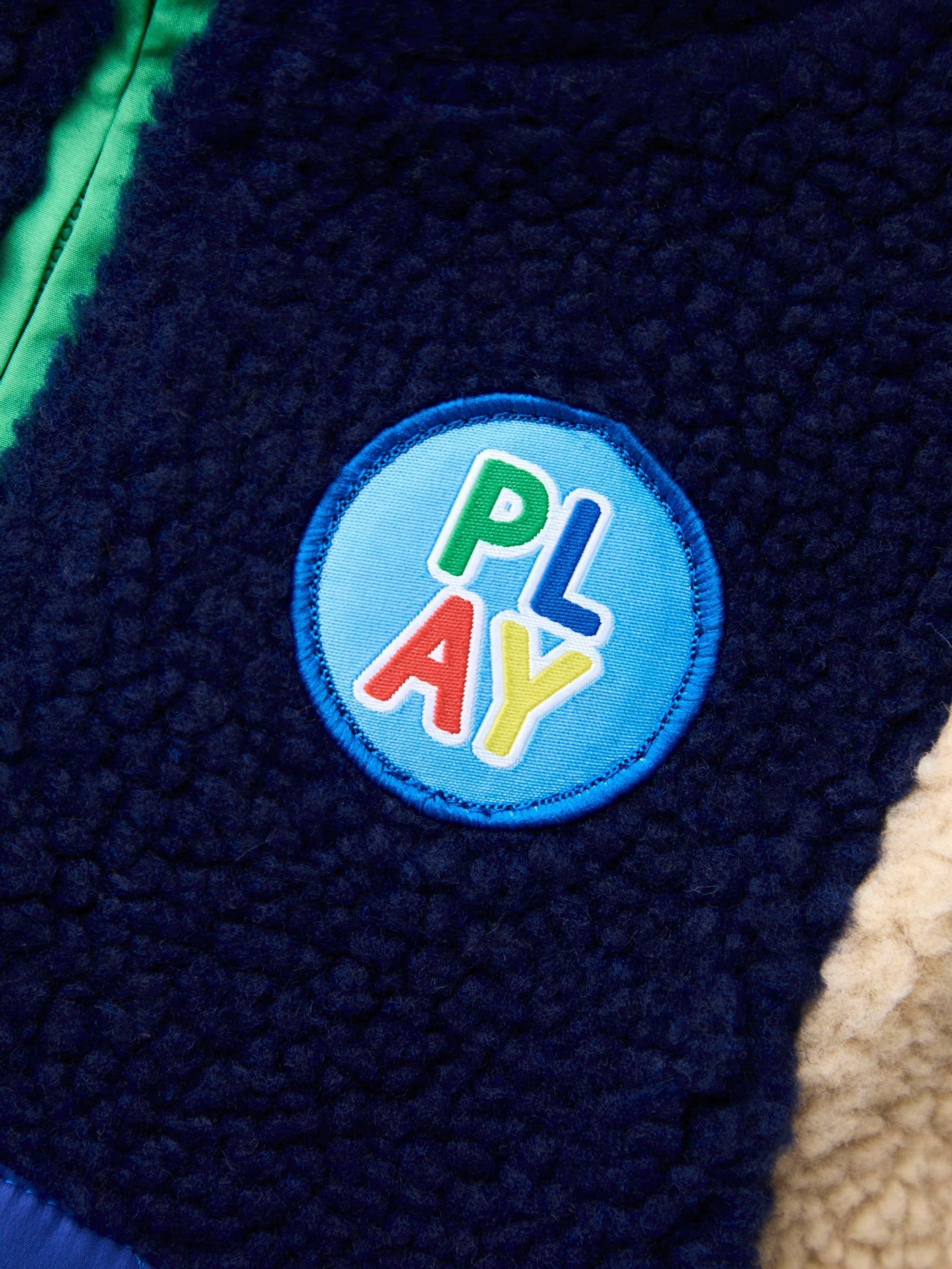 Navy Blue Colour Block Fleece Jacket - Image 6 of 9