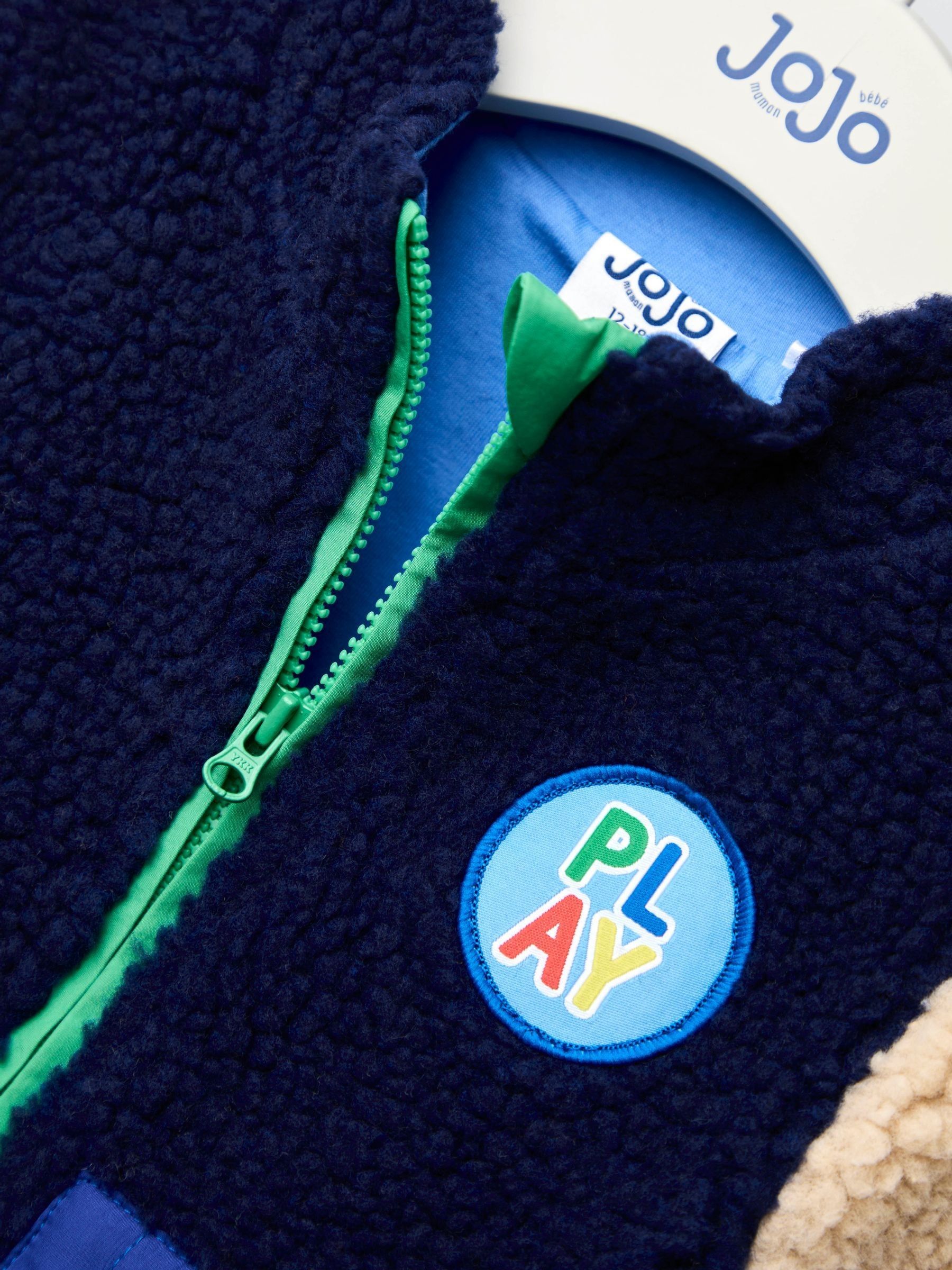 Navy Blue Colour Block Fleece Jacket - Image 7 of 9