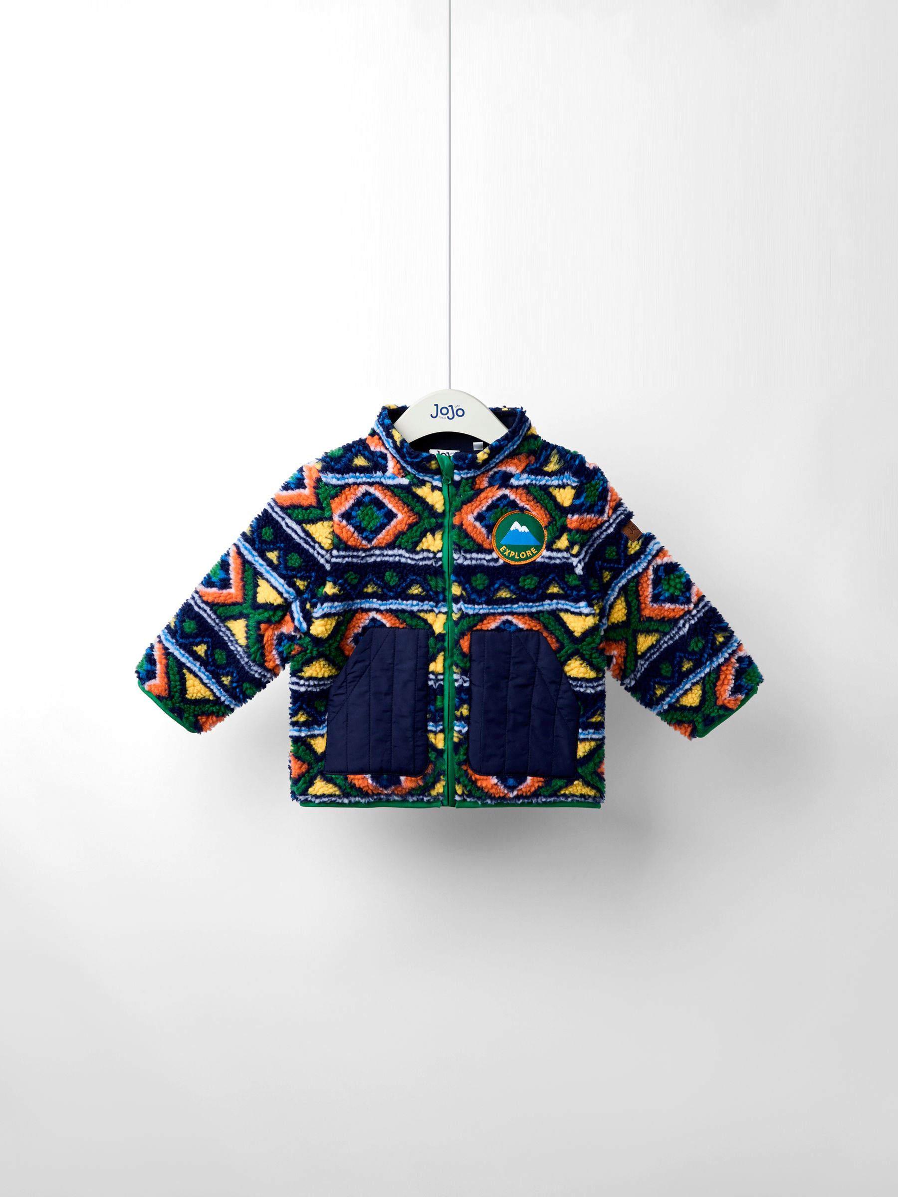 Green Aztec Style Borg Jacket - Image 1 of 6