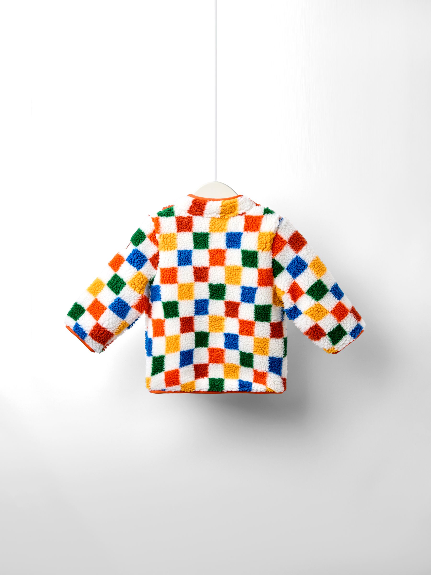 Orange Bright Checkerboard Borg Jacket - Image 2 of 6