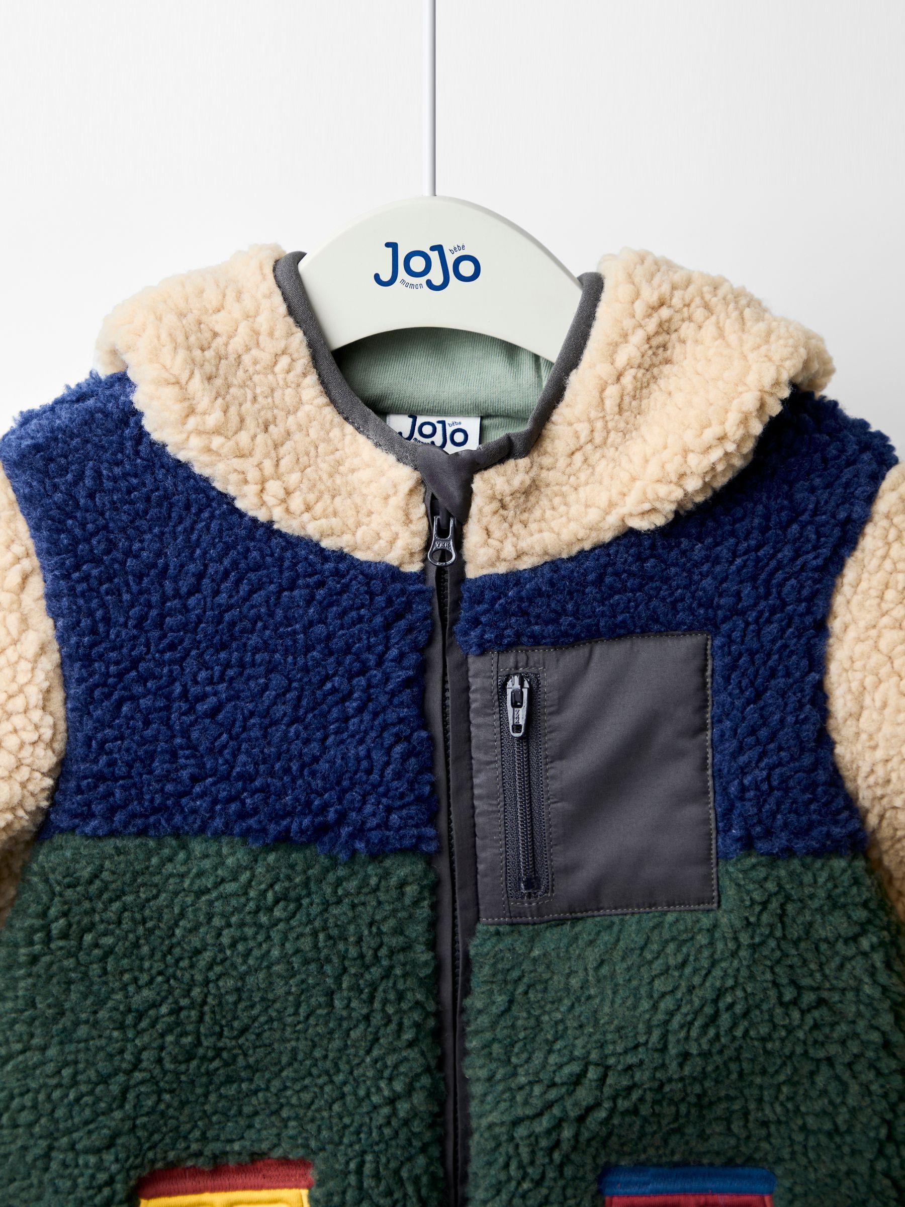 Khaki Green Tractor Appliqué Teddy Fleece Jacket - Image 3 of 6
