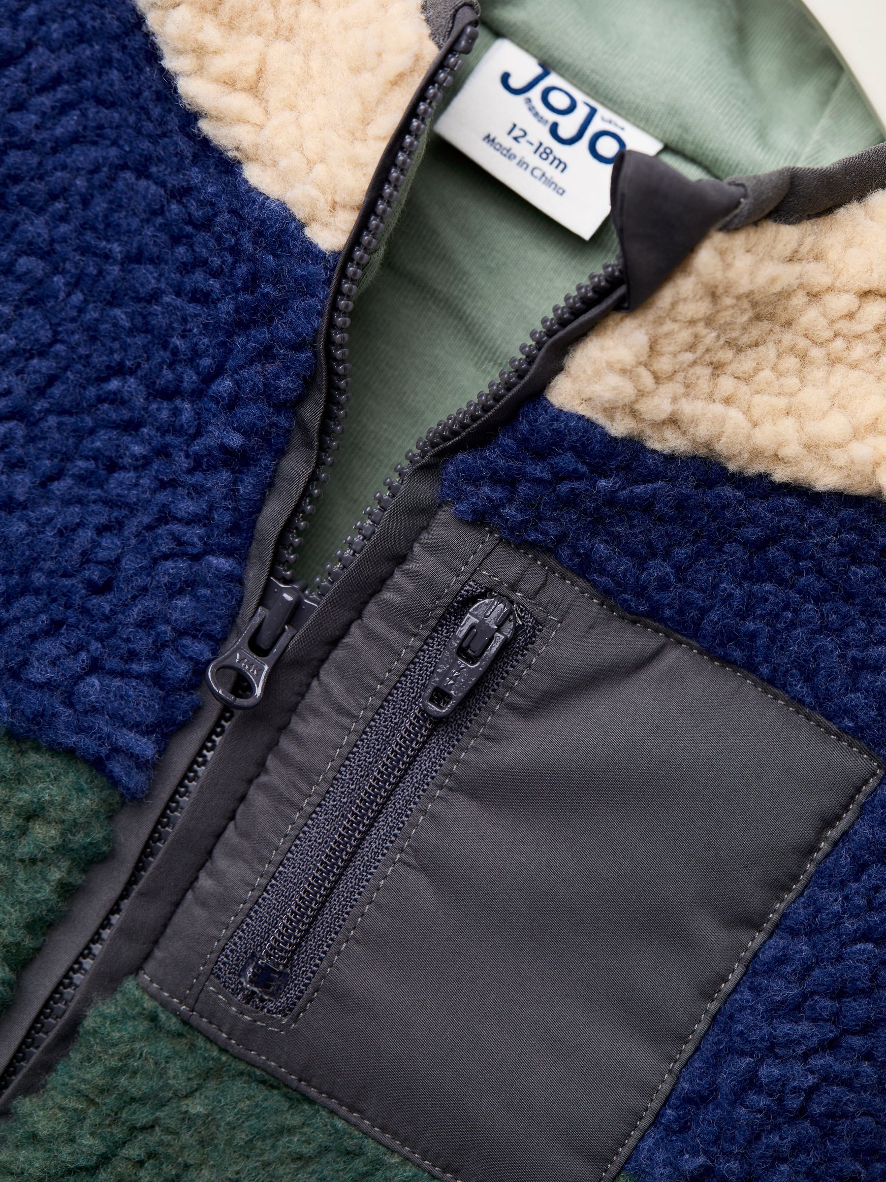 Khaki Green Tractor Appliqué Teddy Fleece Jacket - Image 4 of 6