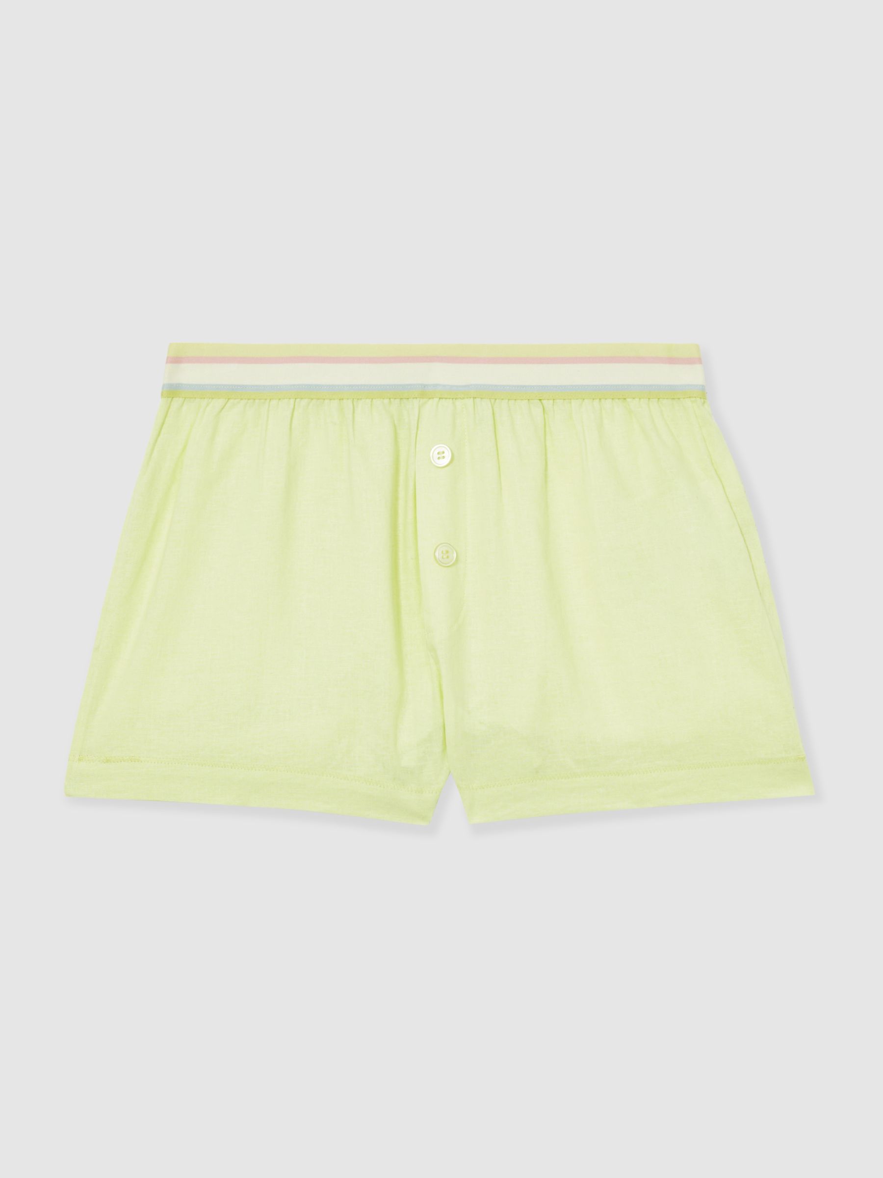 Linen-Blend Contrast-Waist Boxer Shorts in Lemon Yellow - image 1