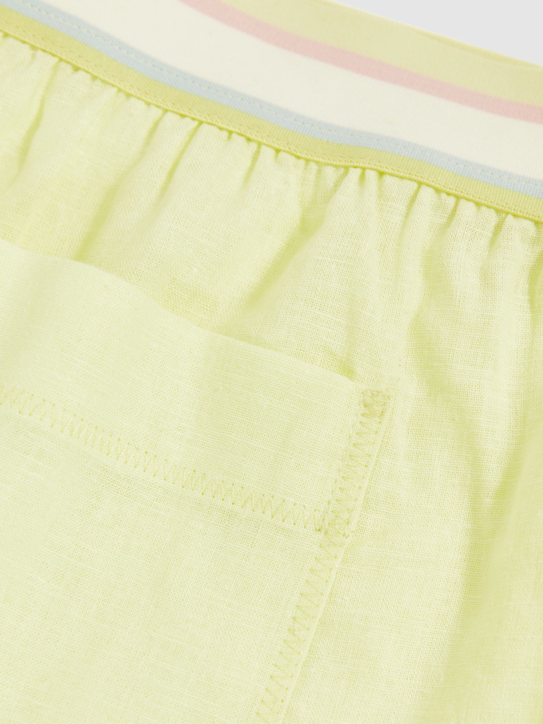 Linen-Blend Contrast-Waist Boxer Shorts in Lemon Yellow - Image 6 of 6