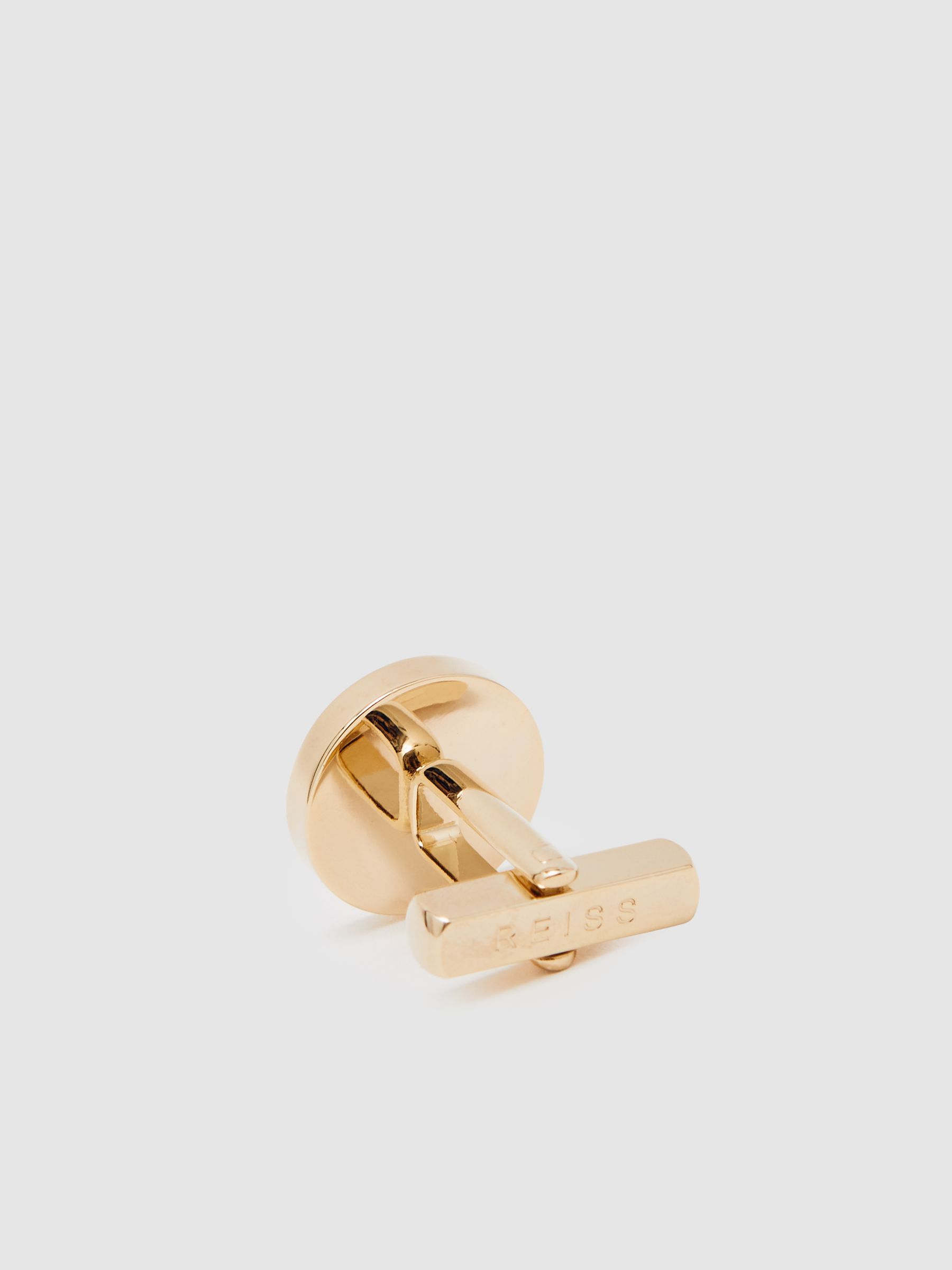 Inlaid Round Ridge Cufflinks in Gold Tone - Image 4 of 5