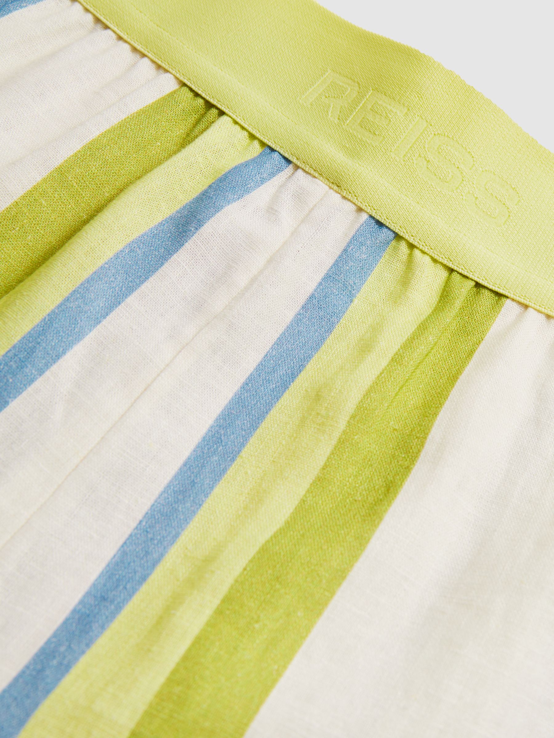 Linen-Blend Stripe Trousers in Green/Blue - Image 7 of 7