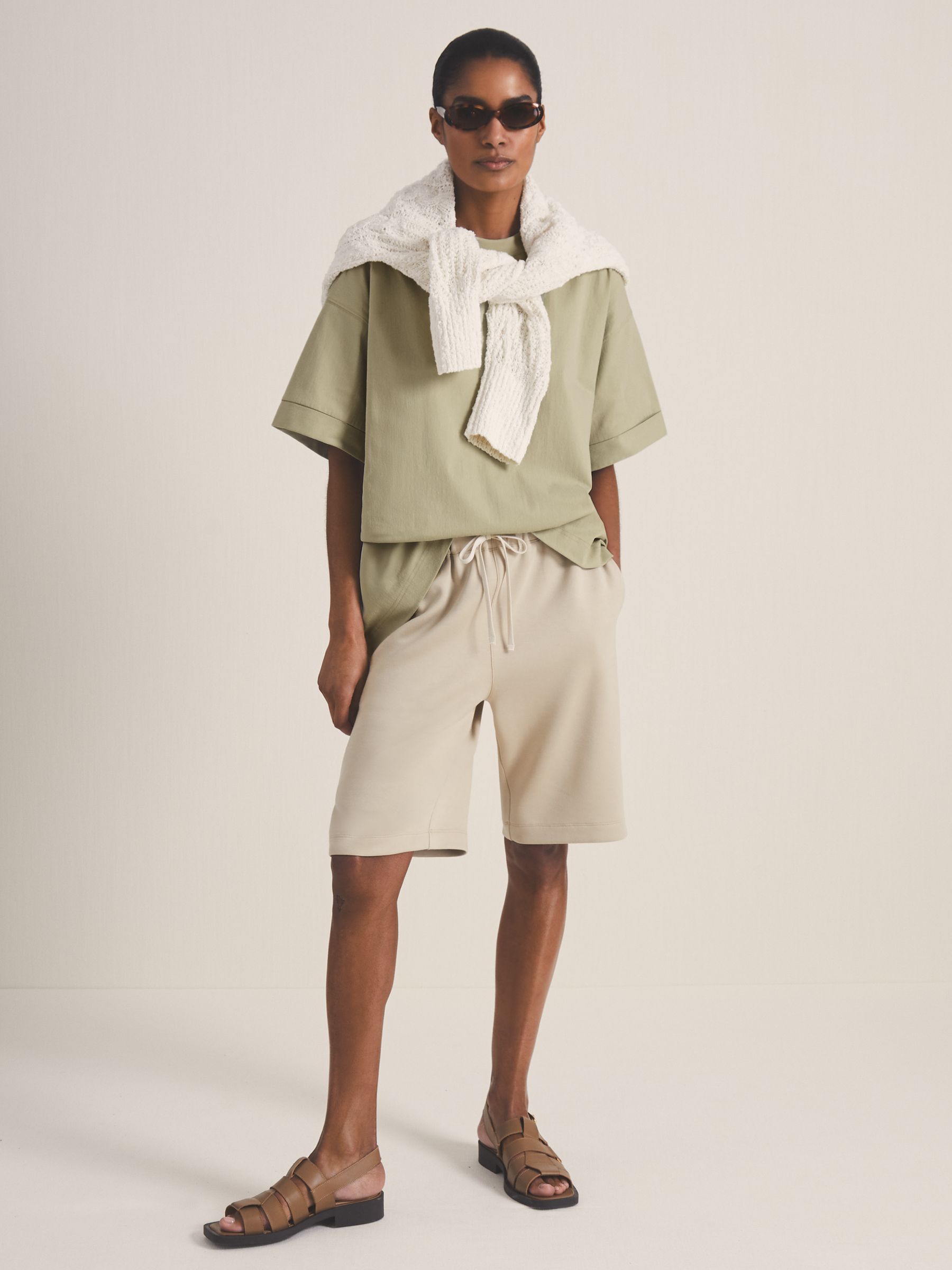 Reiss | Les 100 Ciels Oversize T-Shirt in Sage Green - Image 1 of 6