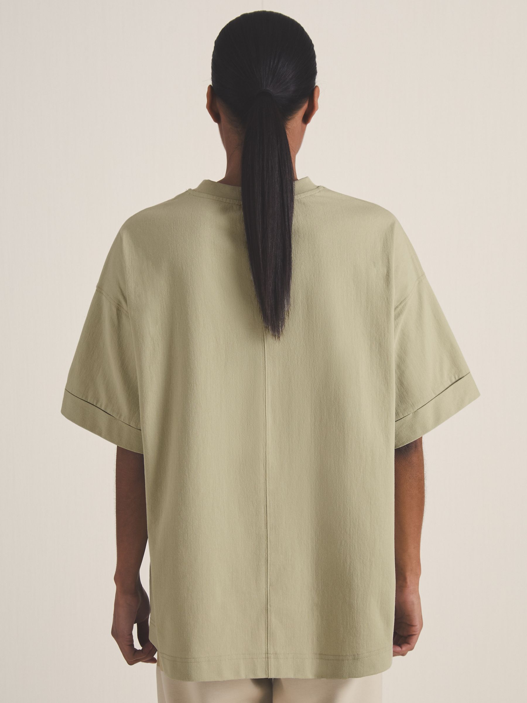 Reiss | Les 100 Ciels Oversize T-Shirt in Sage Green - Image 5 of 6