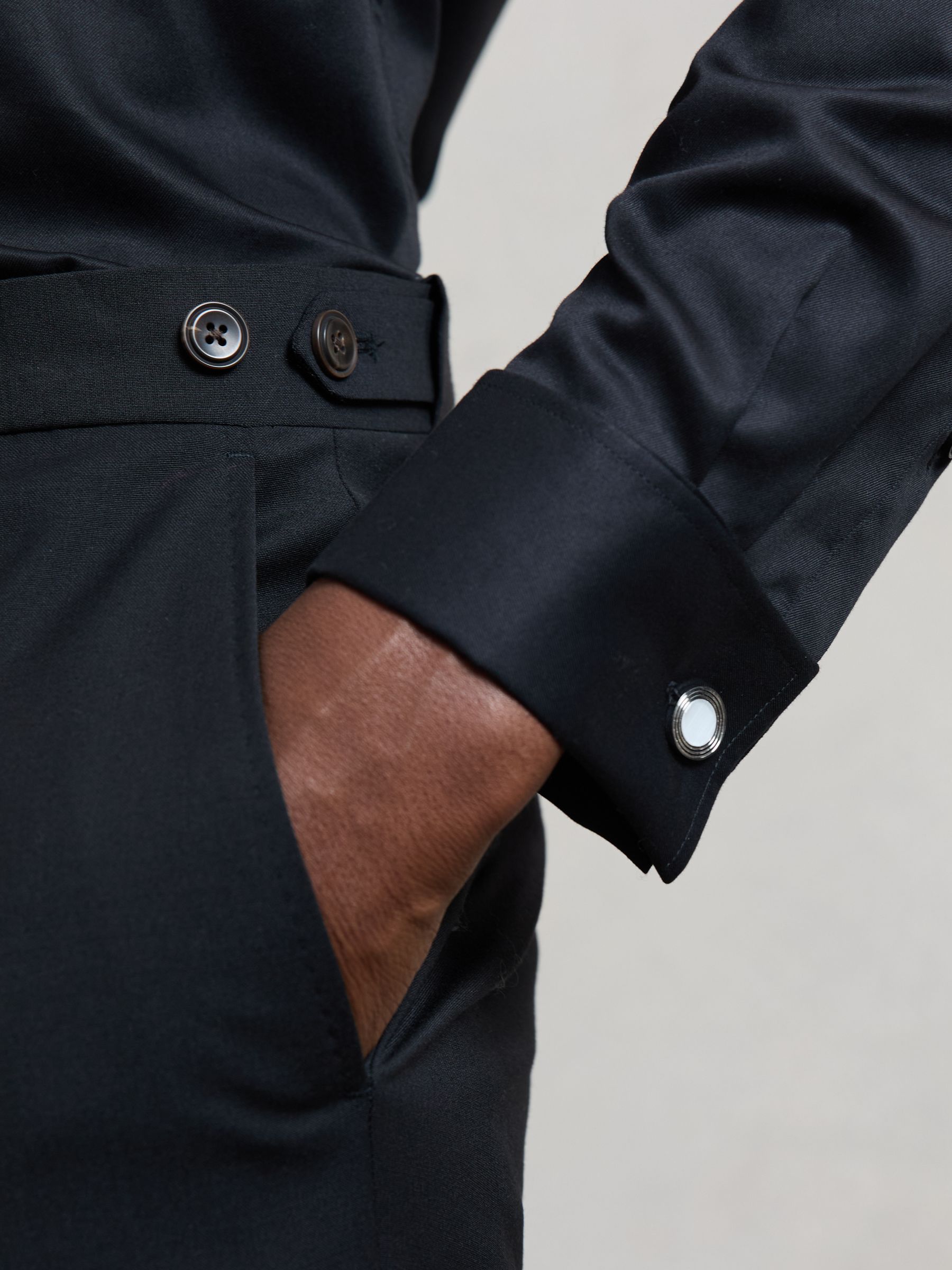 Inlaid Round Ridge Cufflinks in Silver Tone - Image 2 of 5