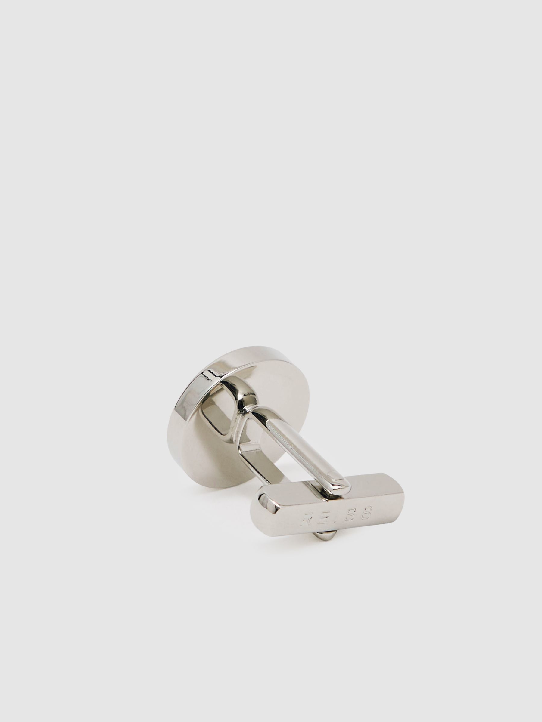 Inlaid Round Ridge Cufflinks in Silver Tone - Image 4 of 5