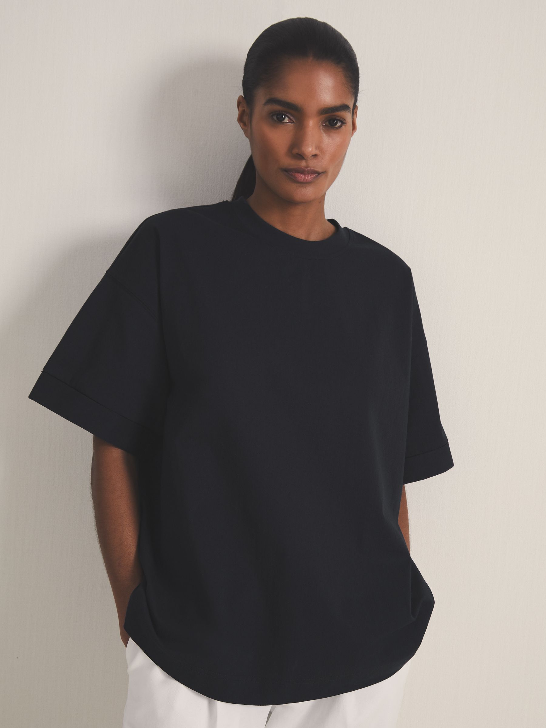 Reiss | Les 100 Ciels Oversize T-Shirt in Navy - Image 3 of 7
