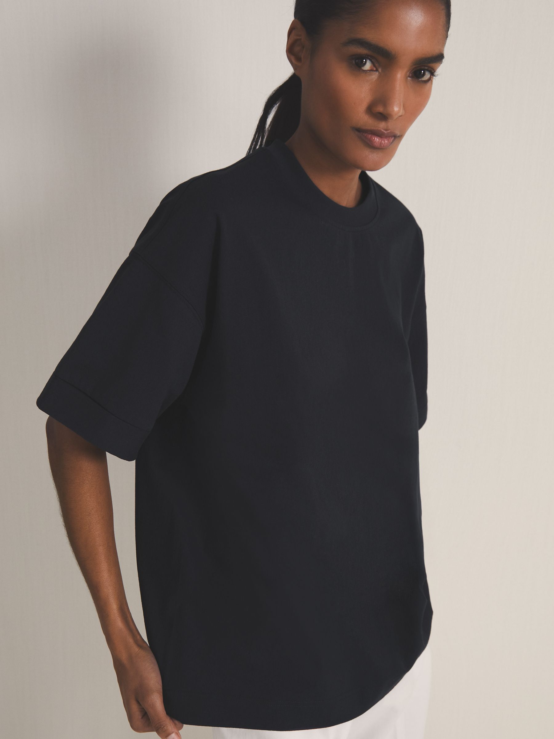 Reiss | Les 100 Ciels Oversize T-Shirt in Navy - Image 4 of 7