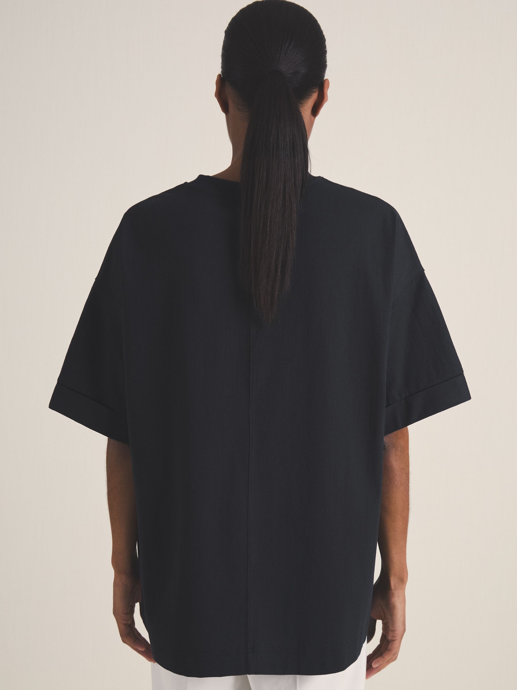 Reiss | Les 100 Ciels Oversize T-Shirt in Navy - Image 5 of 7