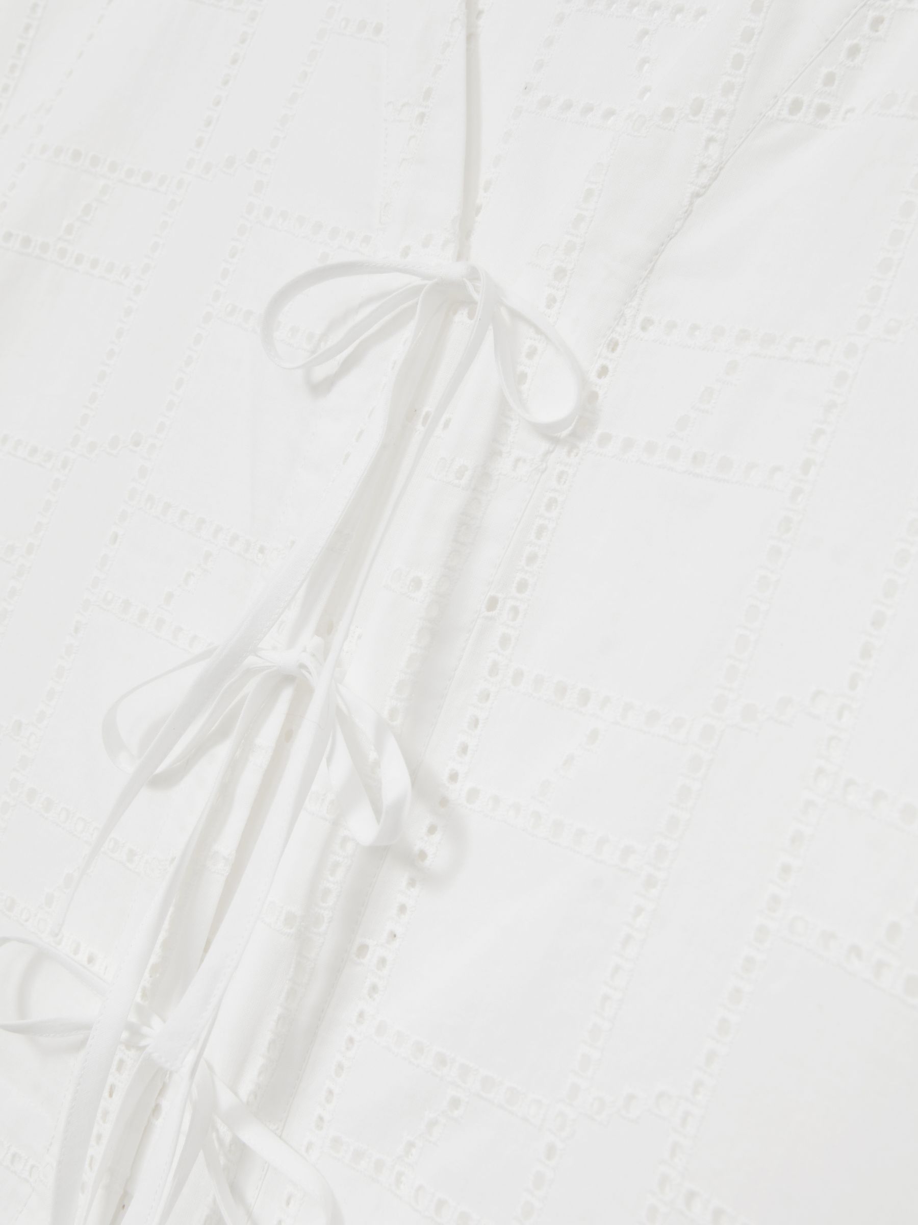 Cotton Broderie Tie-Front Top in White - Image 6 of 6