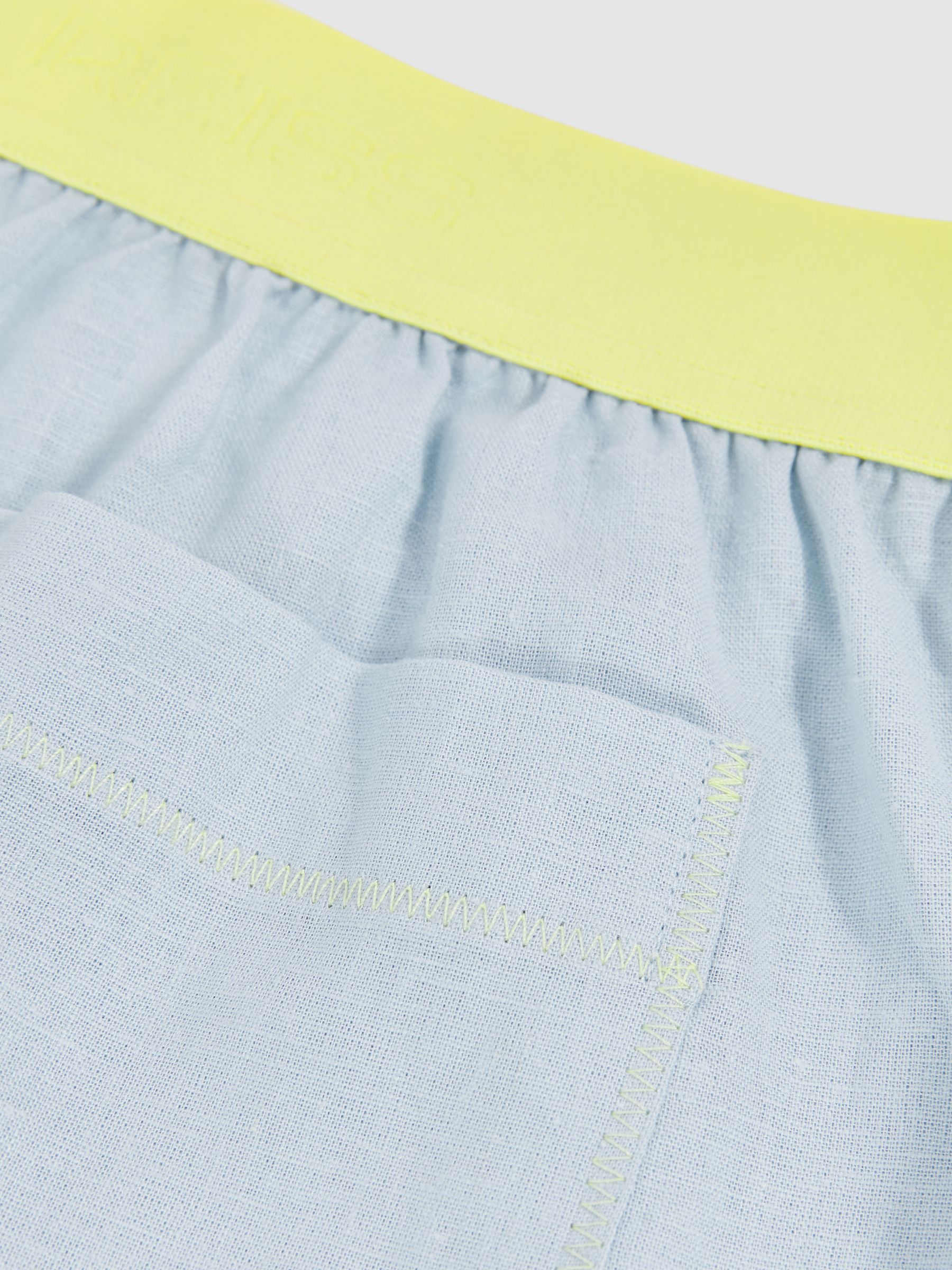 Linen-Blend Contrast-Waist Boxer Shorts in Blue - Image 6 of 6