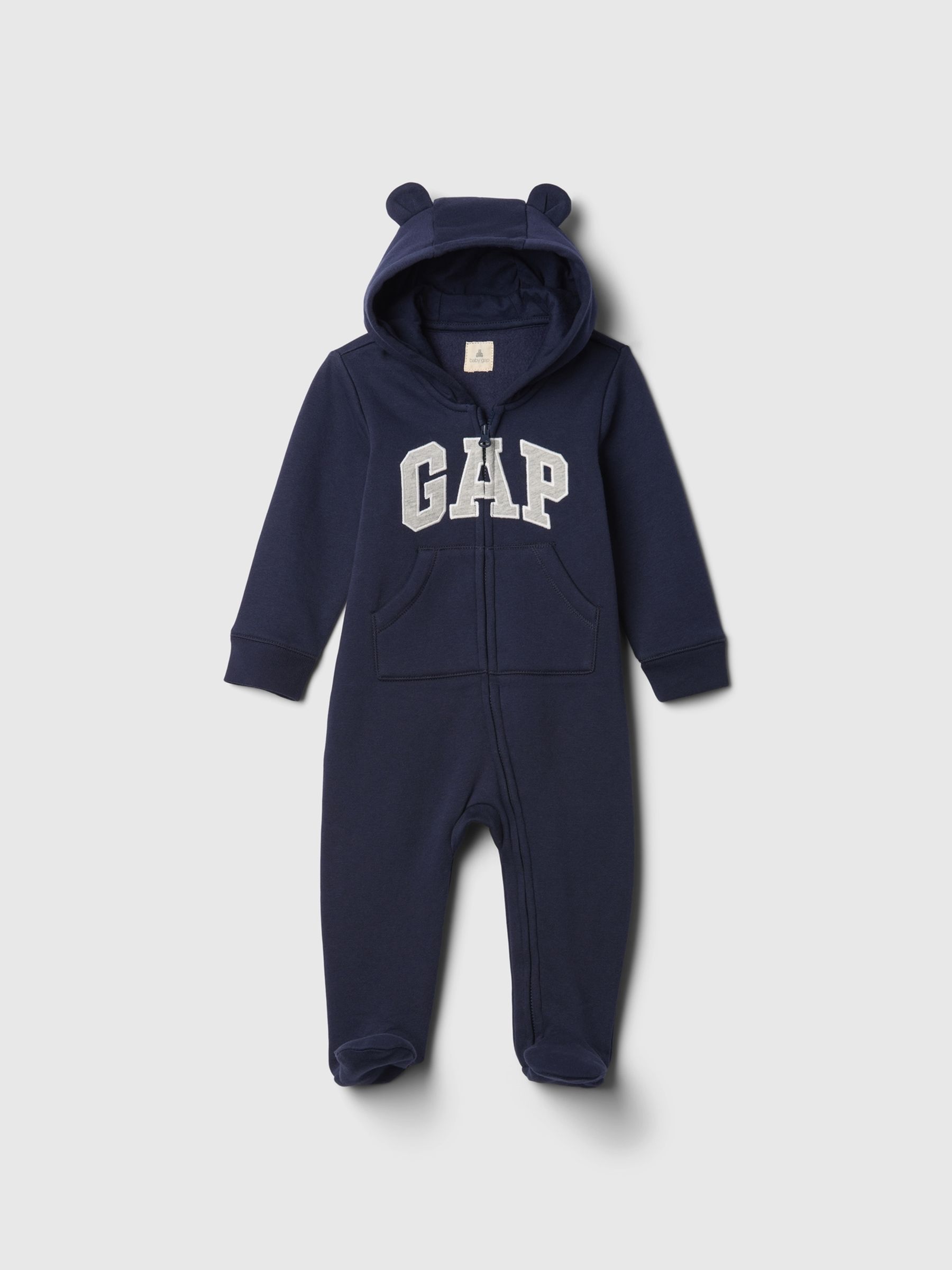 Navy Blue Logo Hooded Baby All In One (Newborn-12mths) - Image 1 of 3