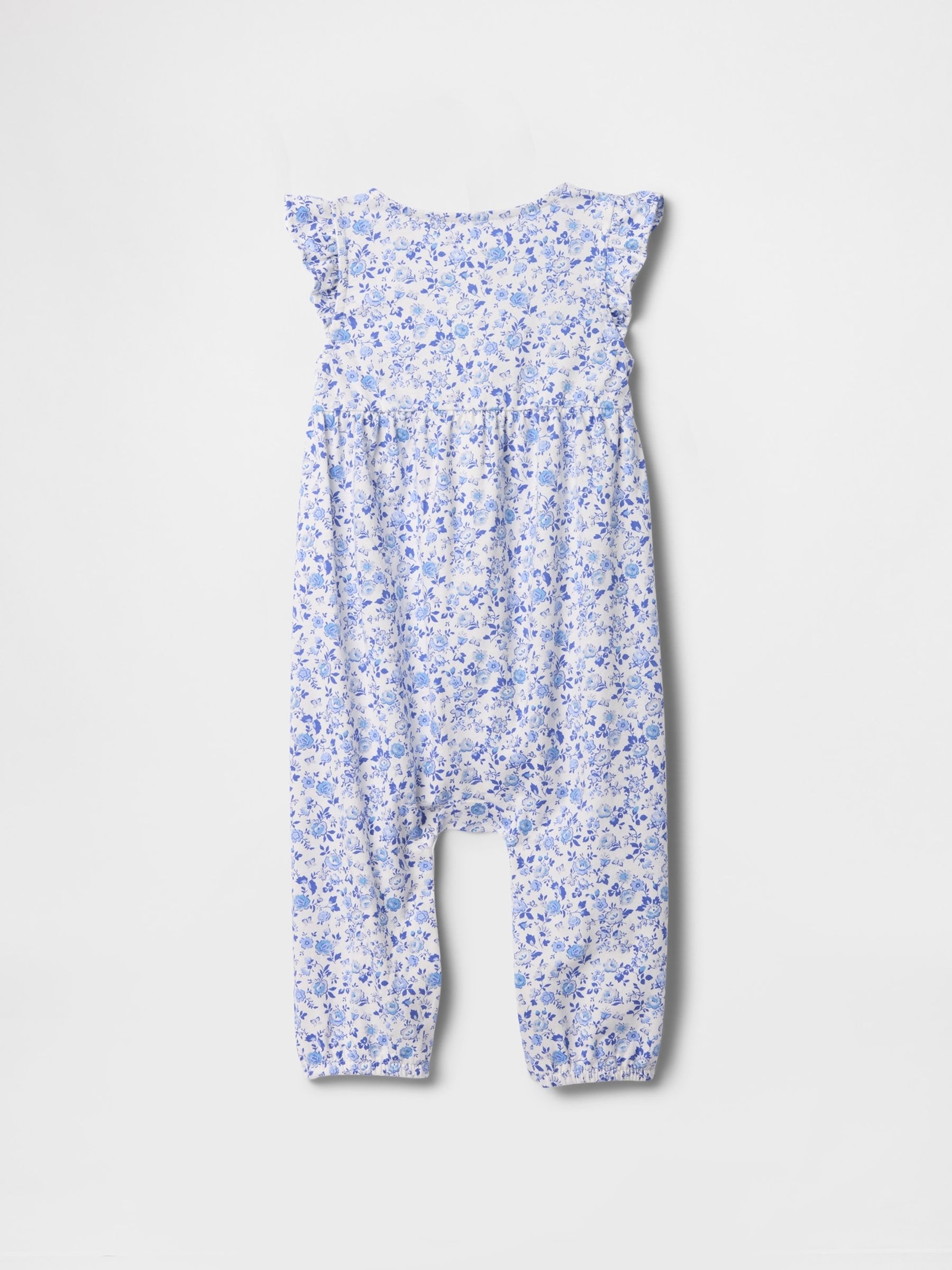Blue Floral Ruffle One-Piece (Newborn-24mths) - Image 2 of 3