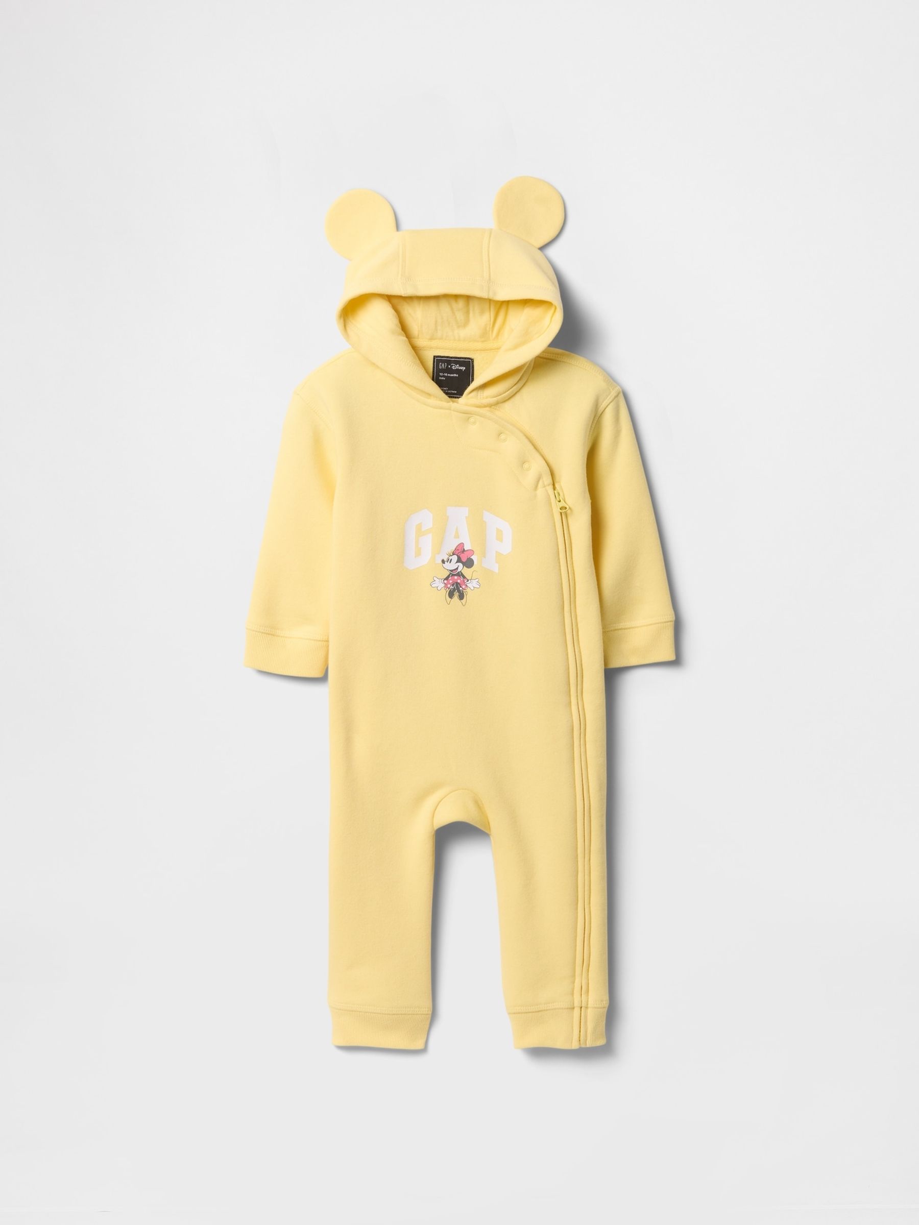 Yellow Minnie Mouse Disney Logo Hooded Baby Sleepsuit (Newborn-12mths) - Image 1 of 3