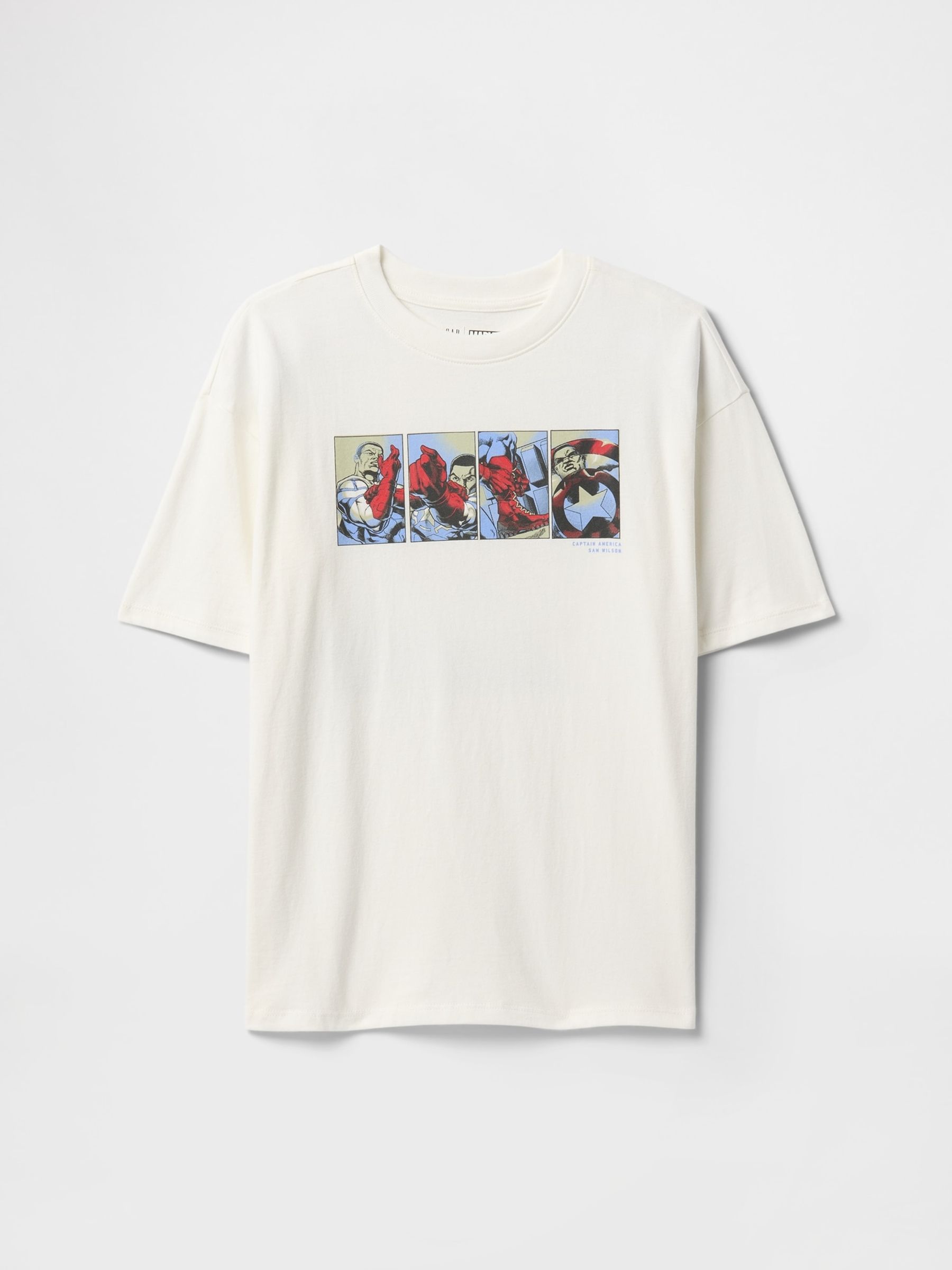 White Captain America Marvel Graphic T-Shirt (4-13yrs) - Image 1 of 3