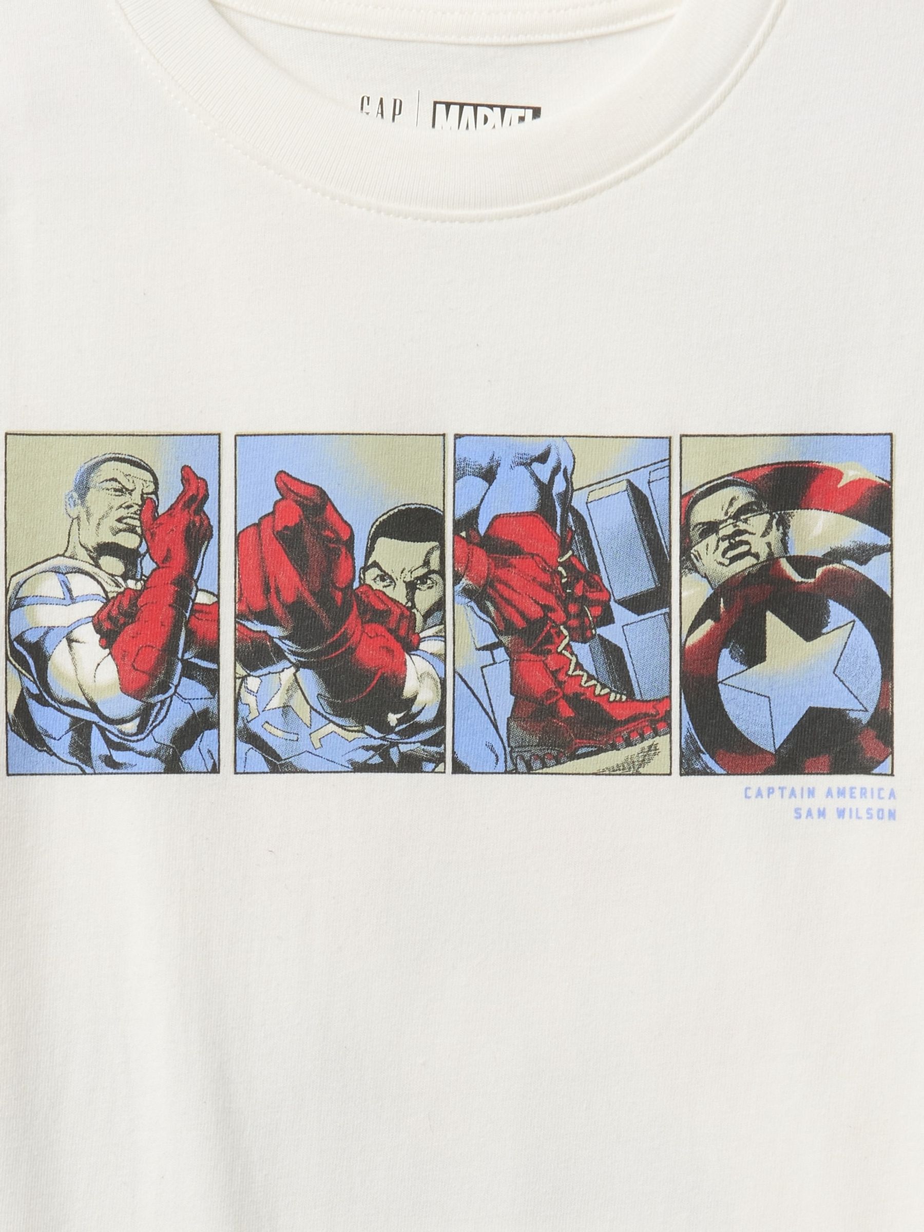 White Captain America Marvel Graphic T-Shirt (4-13yrs) - Image 3 of 3