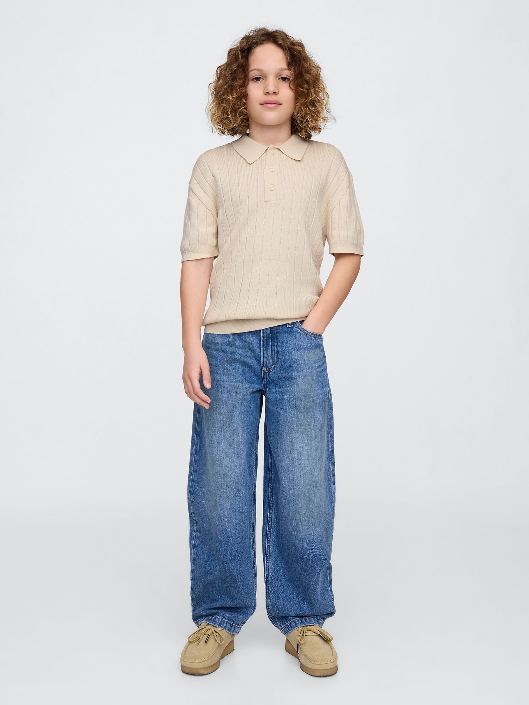 Brown Rib Knit Polo Shirt (4-13yrs) - Image 3 of 5