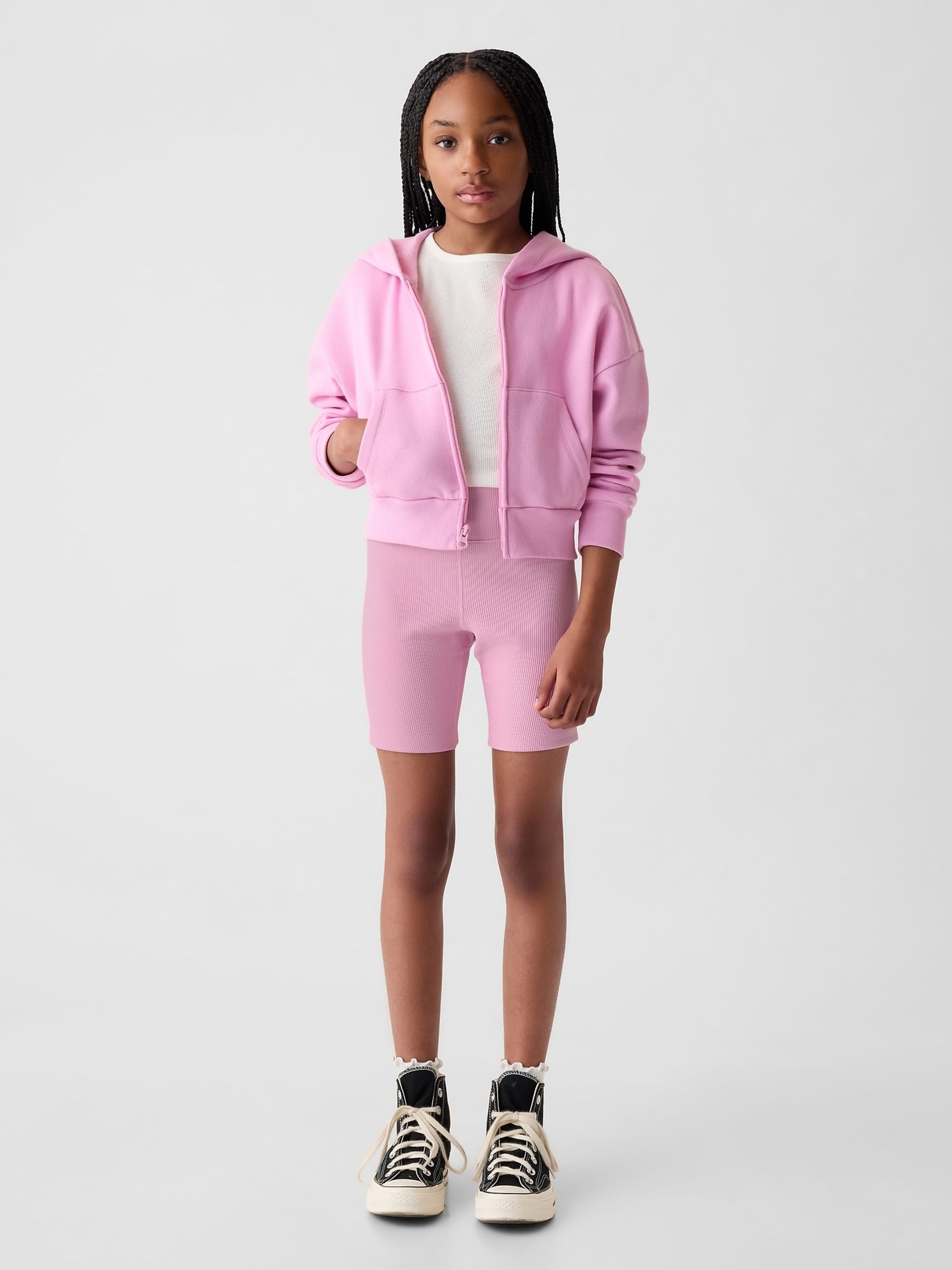 Pink Rib Biker Shorts (4-13yrs) - Image 4 of 5