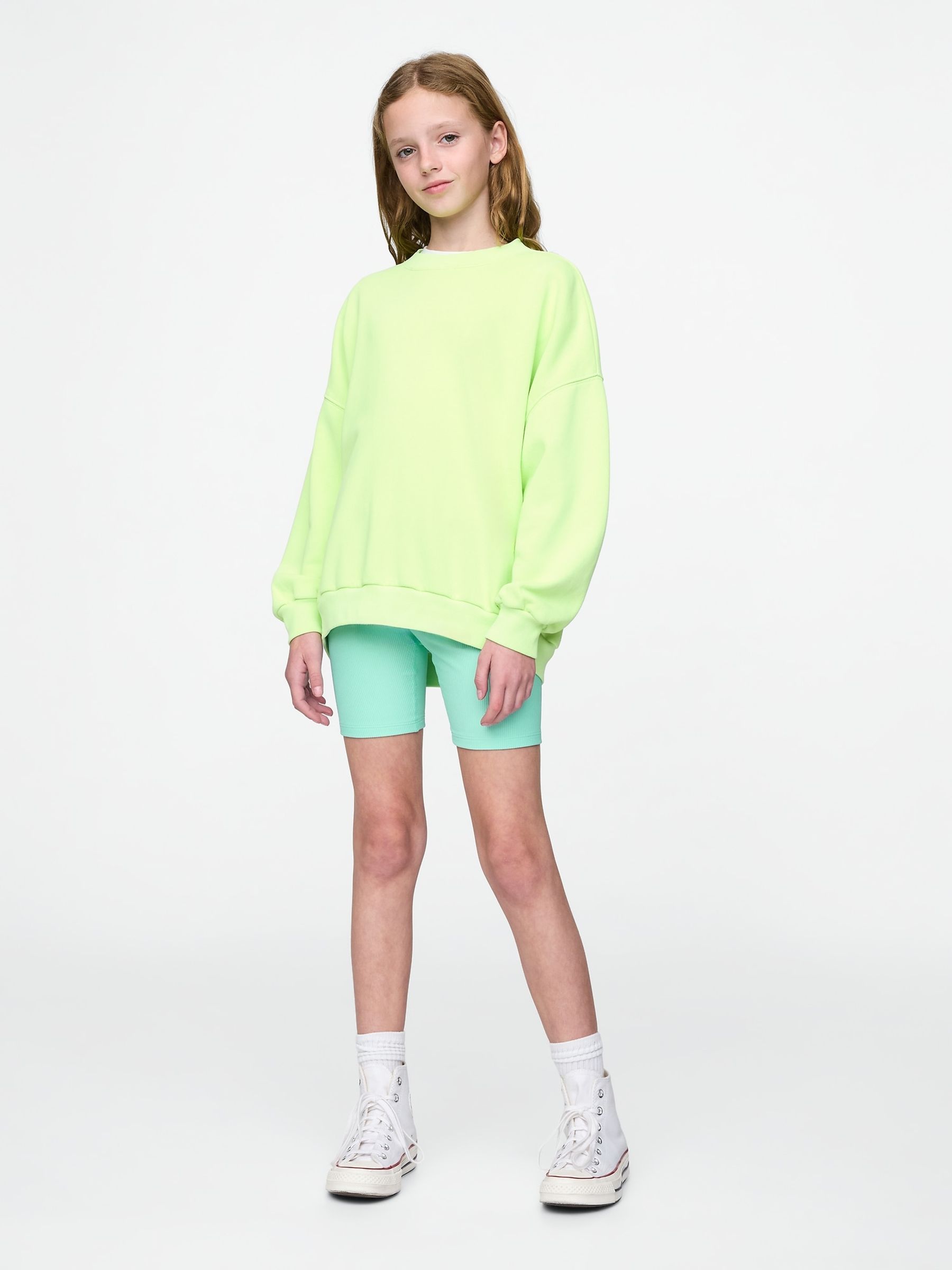 Green Rib Biker Shorts (4-13yrs) - Image 3 of 5