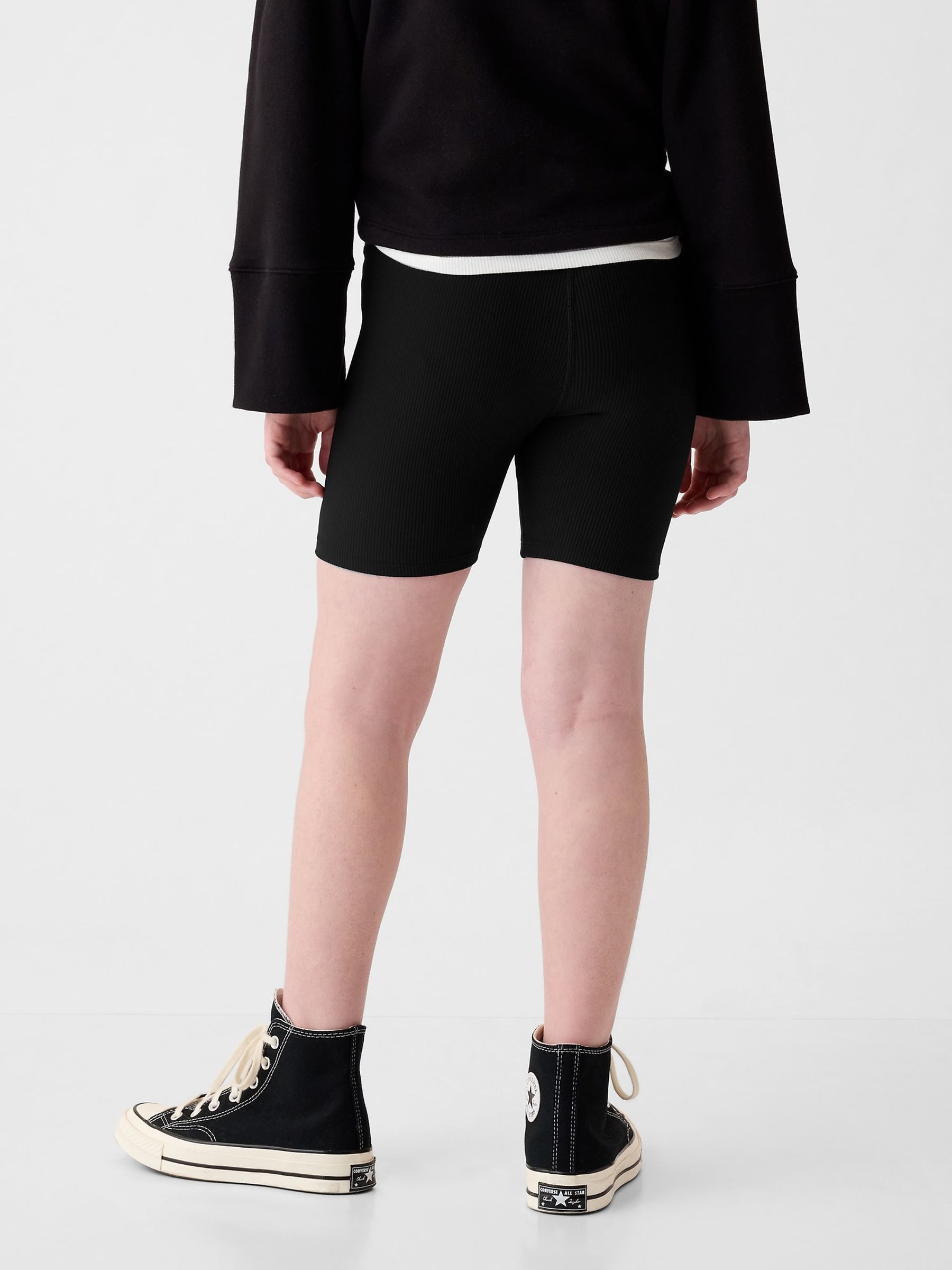 Black Rib Biker Shorts (4-13yrs) - Image 2 of 4