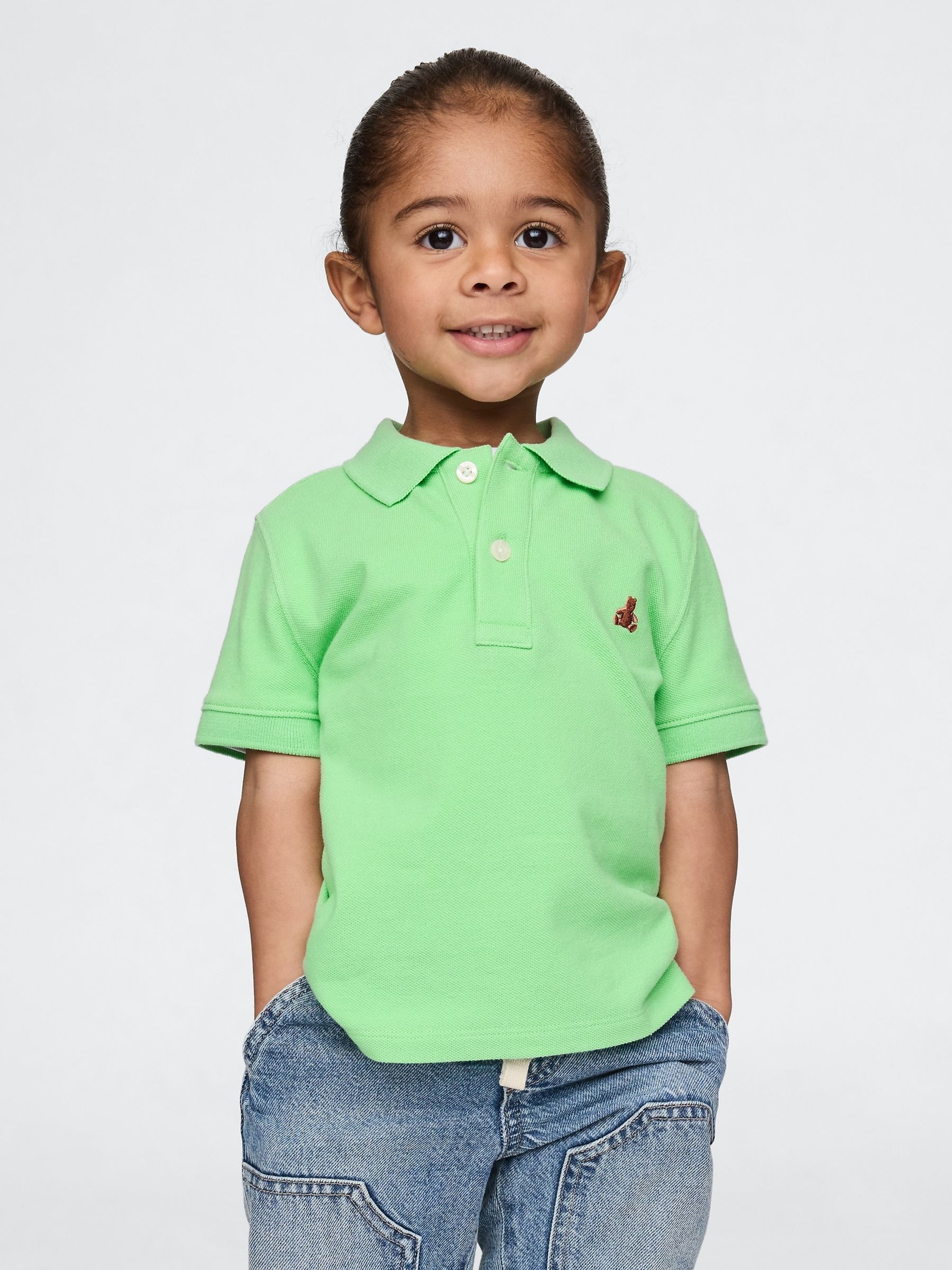 Green Brannan Bear Pique Polo Shirt (6mths-5yrs) - Image 1 of 3