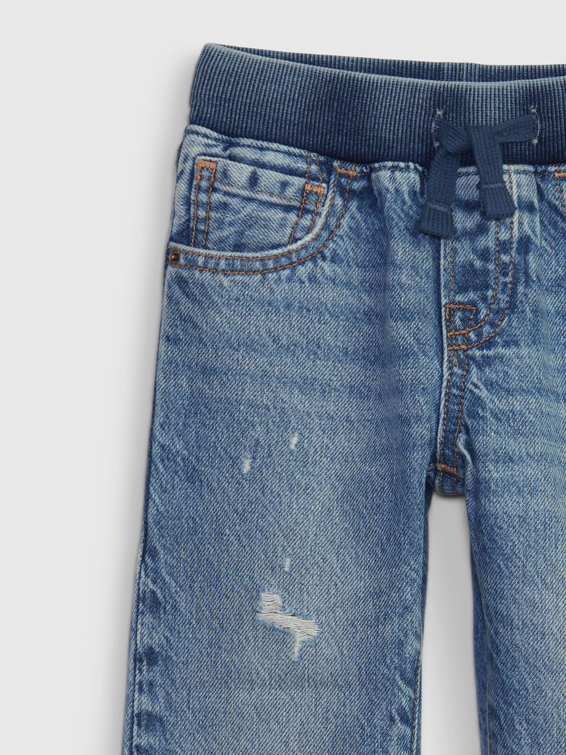 Blue High Waisted Straight Pull On Jeans (6mths-5yrs) - Image 3 of 4