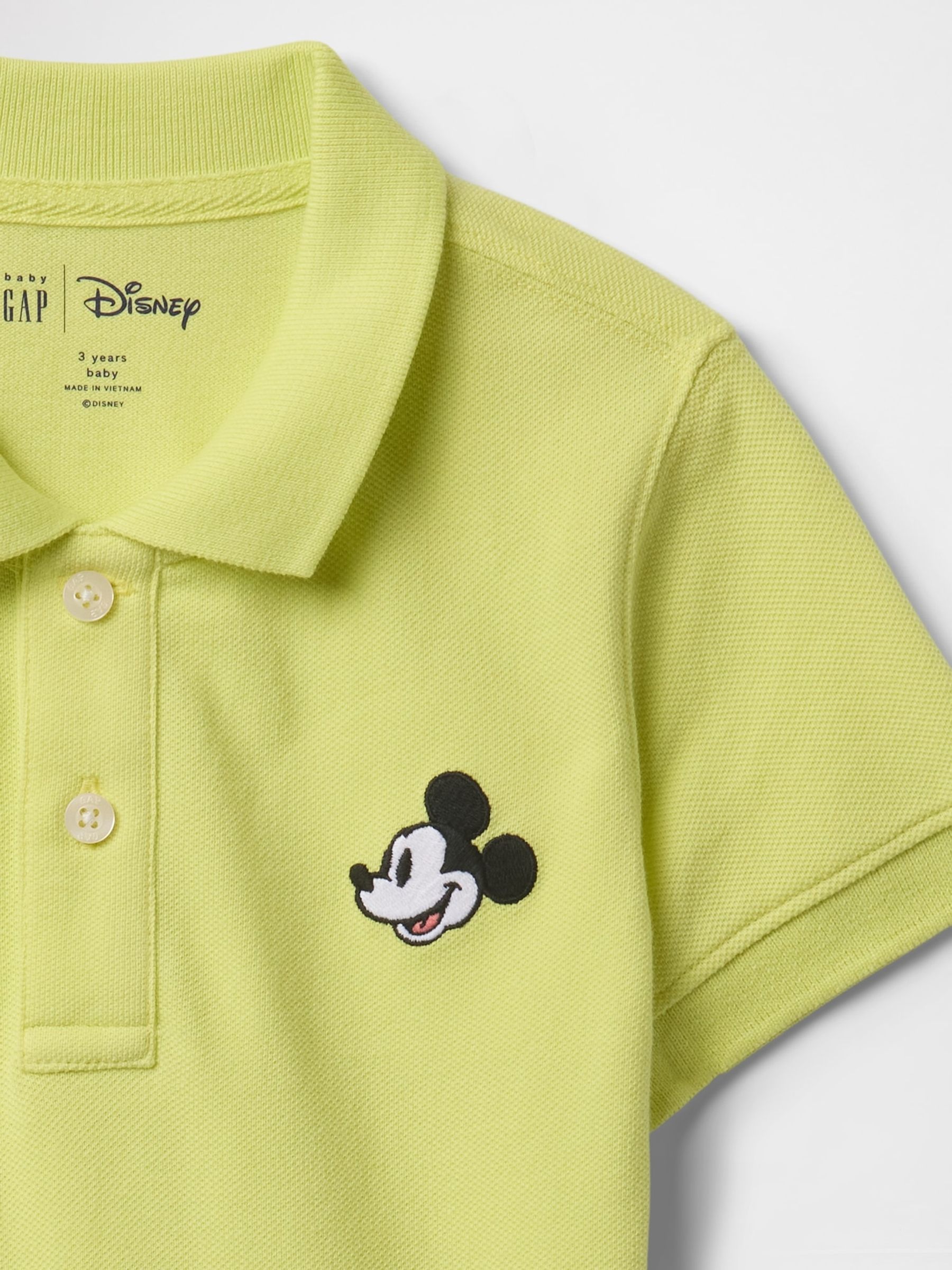 Lime Green Mickey Mouse Disney Pique Polo Shirt (6mths-5yrs) - Image 3 of 3