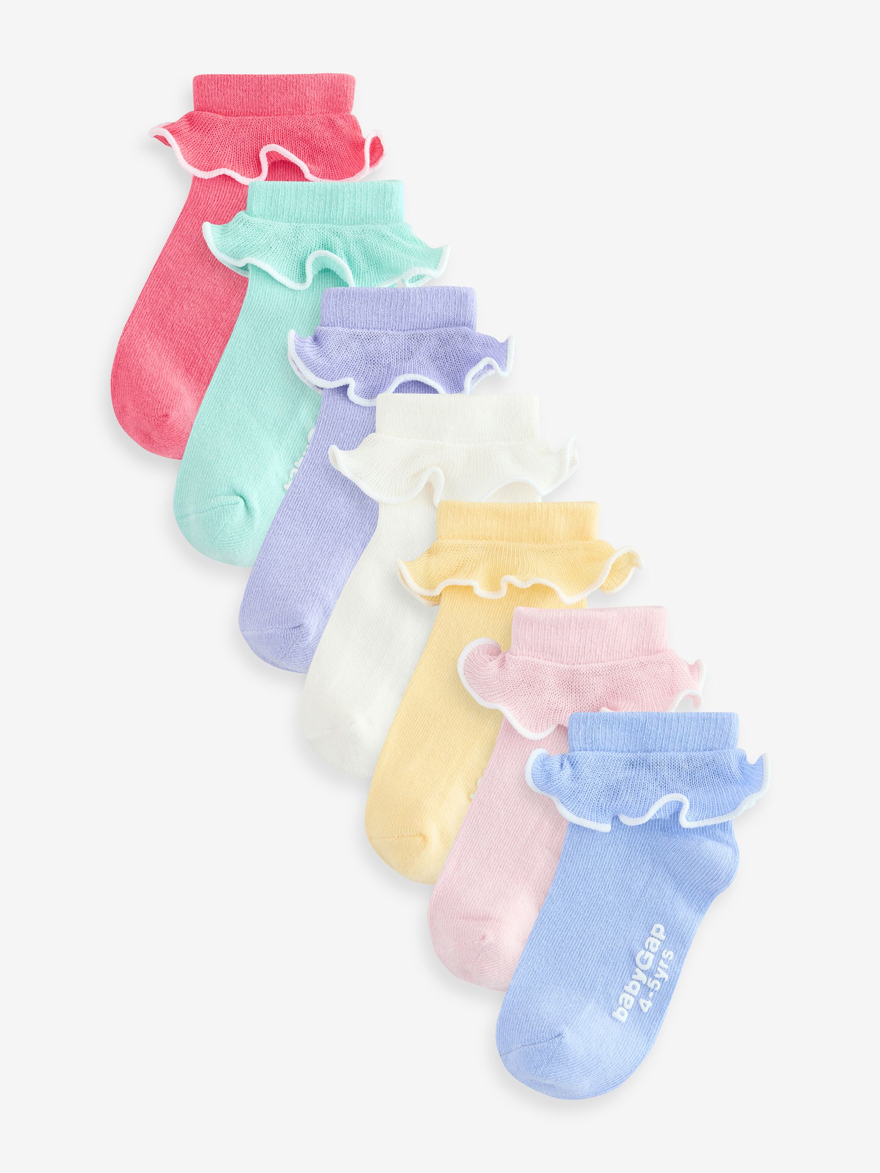 Multi/Purple Ruffle Ankle Socks 7-Pack - Image 2 of 11