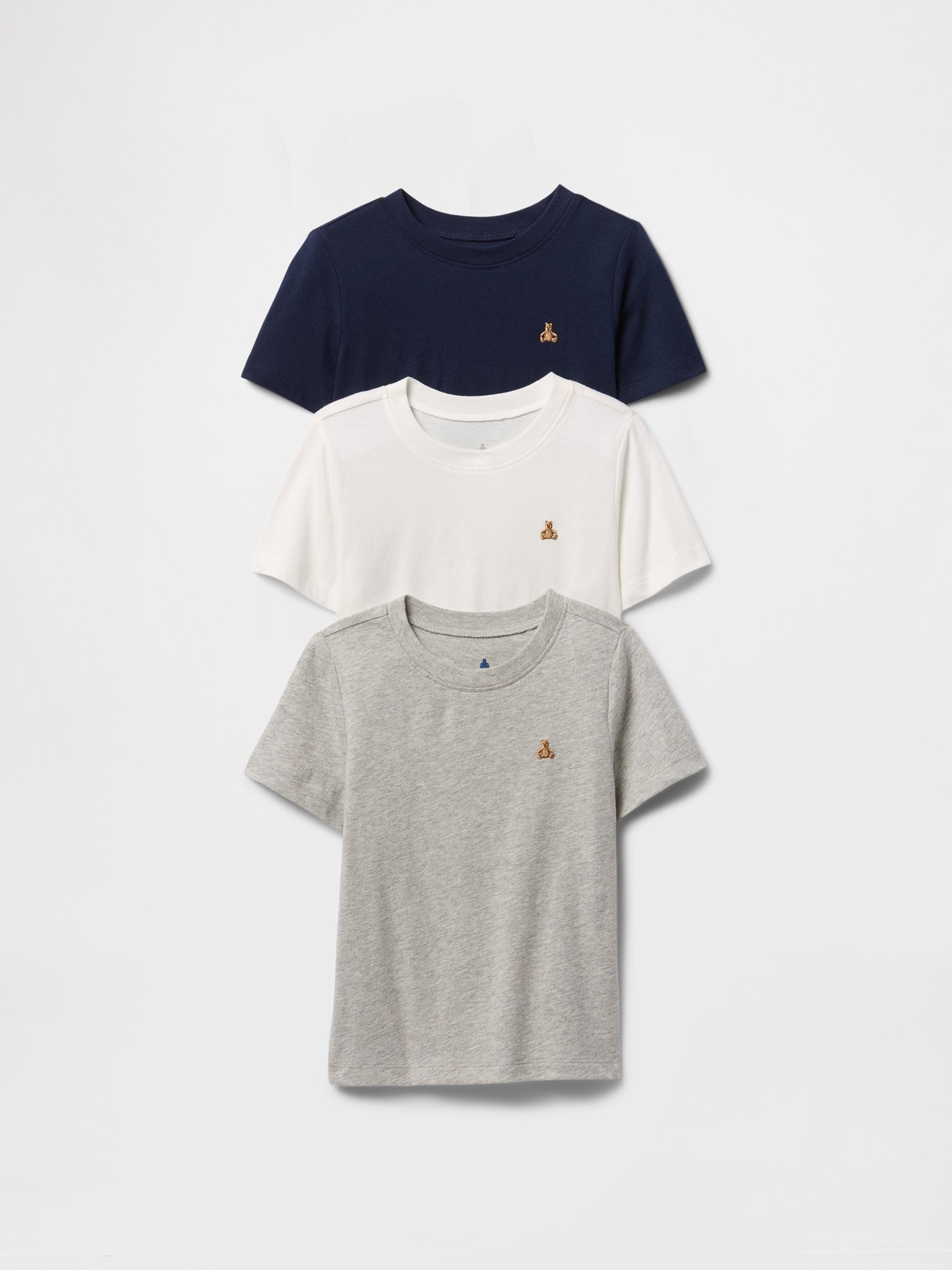 Navy Blue, White & Grey 3-Pack Brannan Bear Everyday T-Shirts (6mths-5yrs) - Image 1 of 2