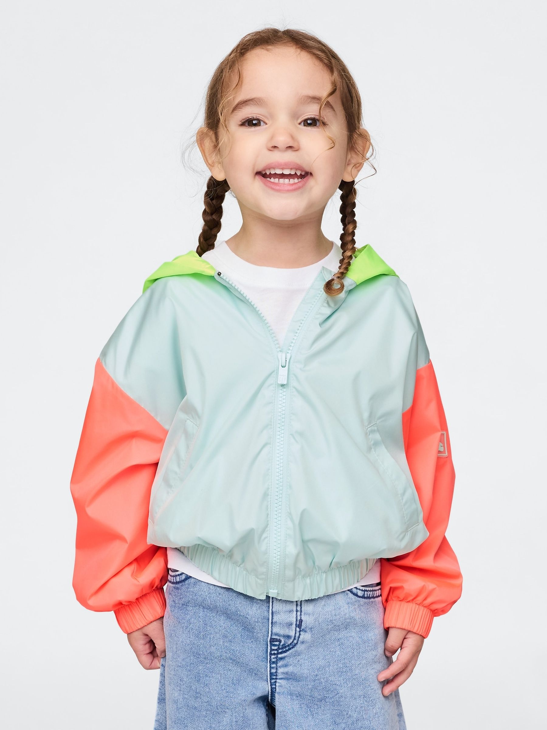 Green Colourblock Windbreaker Jacket (6mths-5yrs) - Image 1 of 3