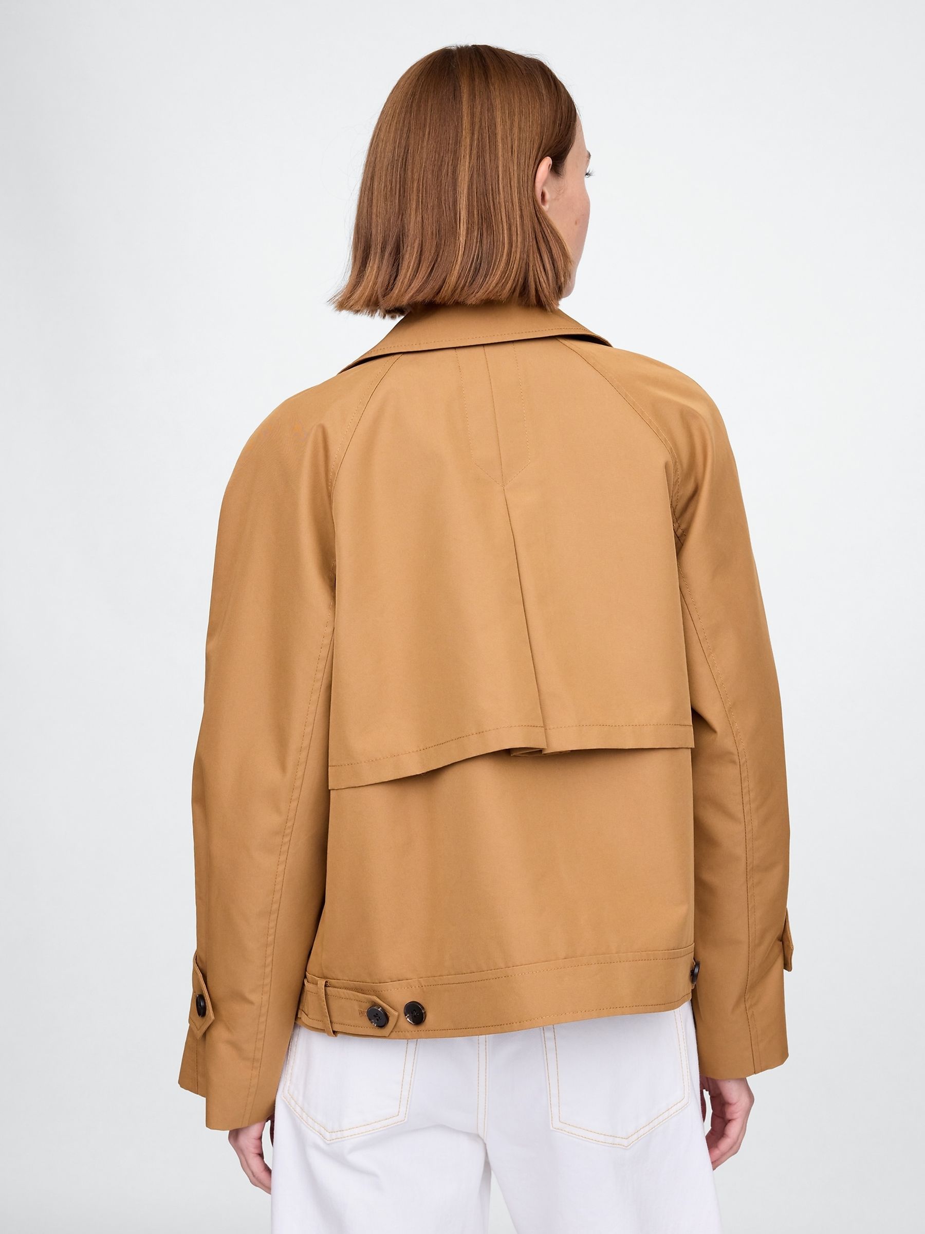 Brown Asymmetrical Short Trench Jacket - Image 2 of 5