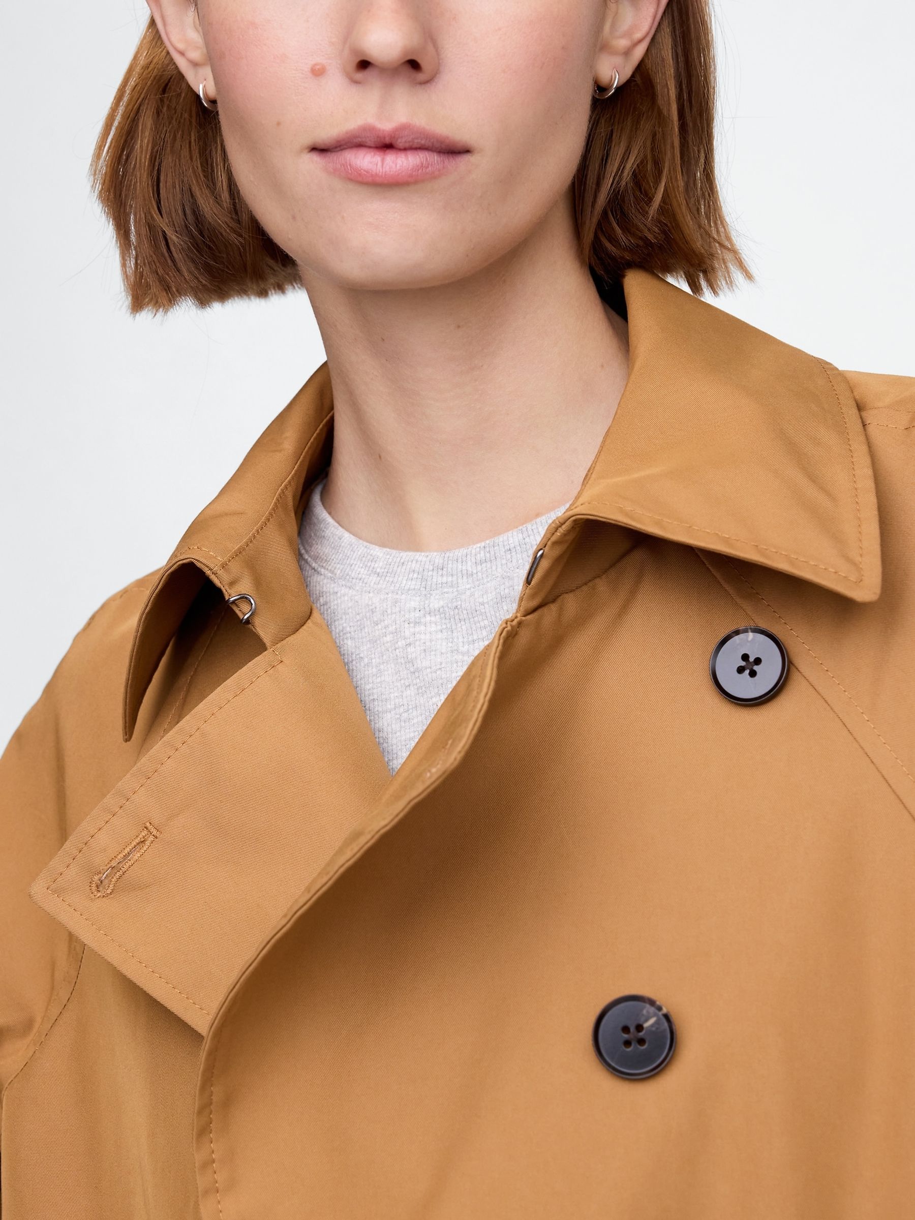 Brown Asymmetrical Short Trench Jacket - Image 4 of 5