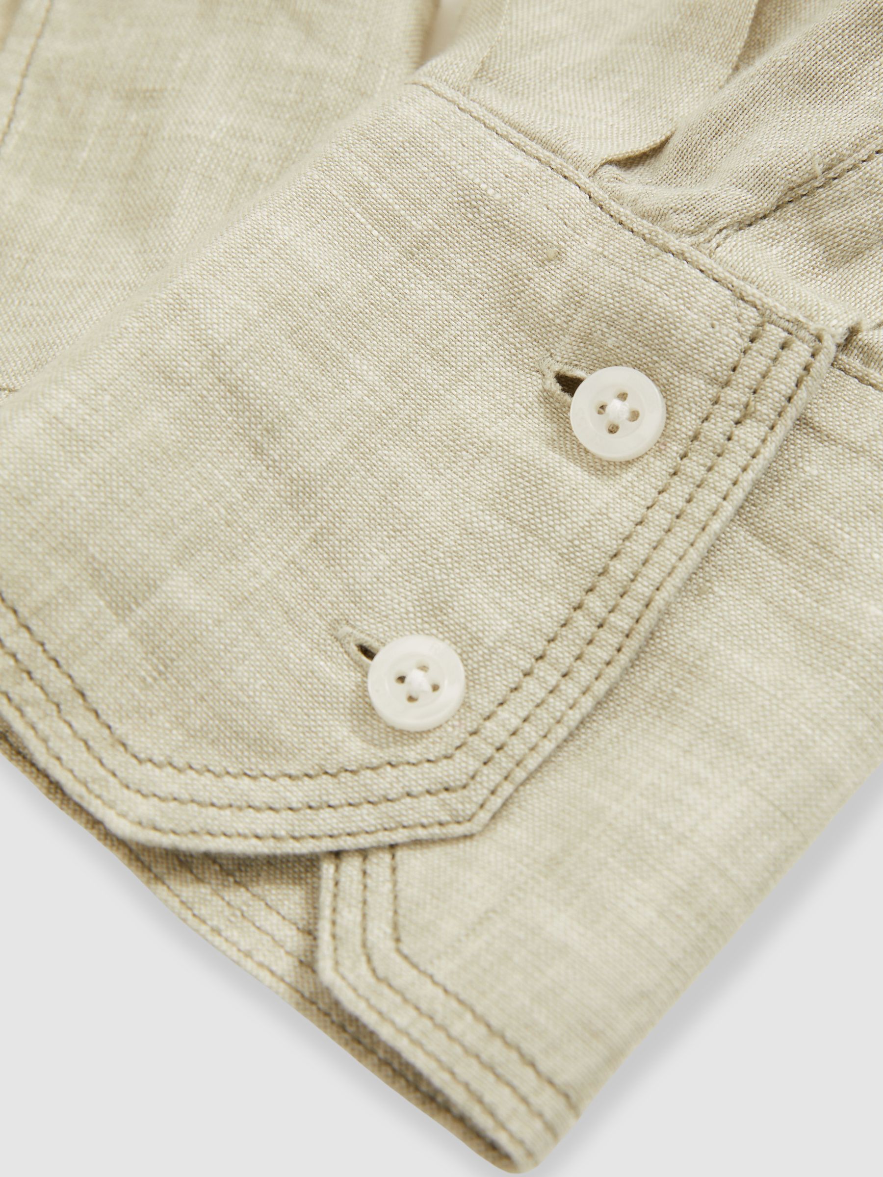 Linen Overhead Open-Collar Shirt in Sage - Image 6 of 6