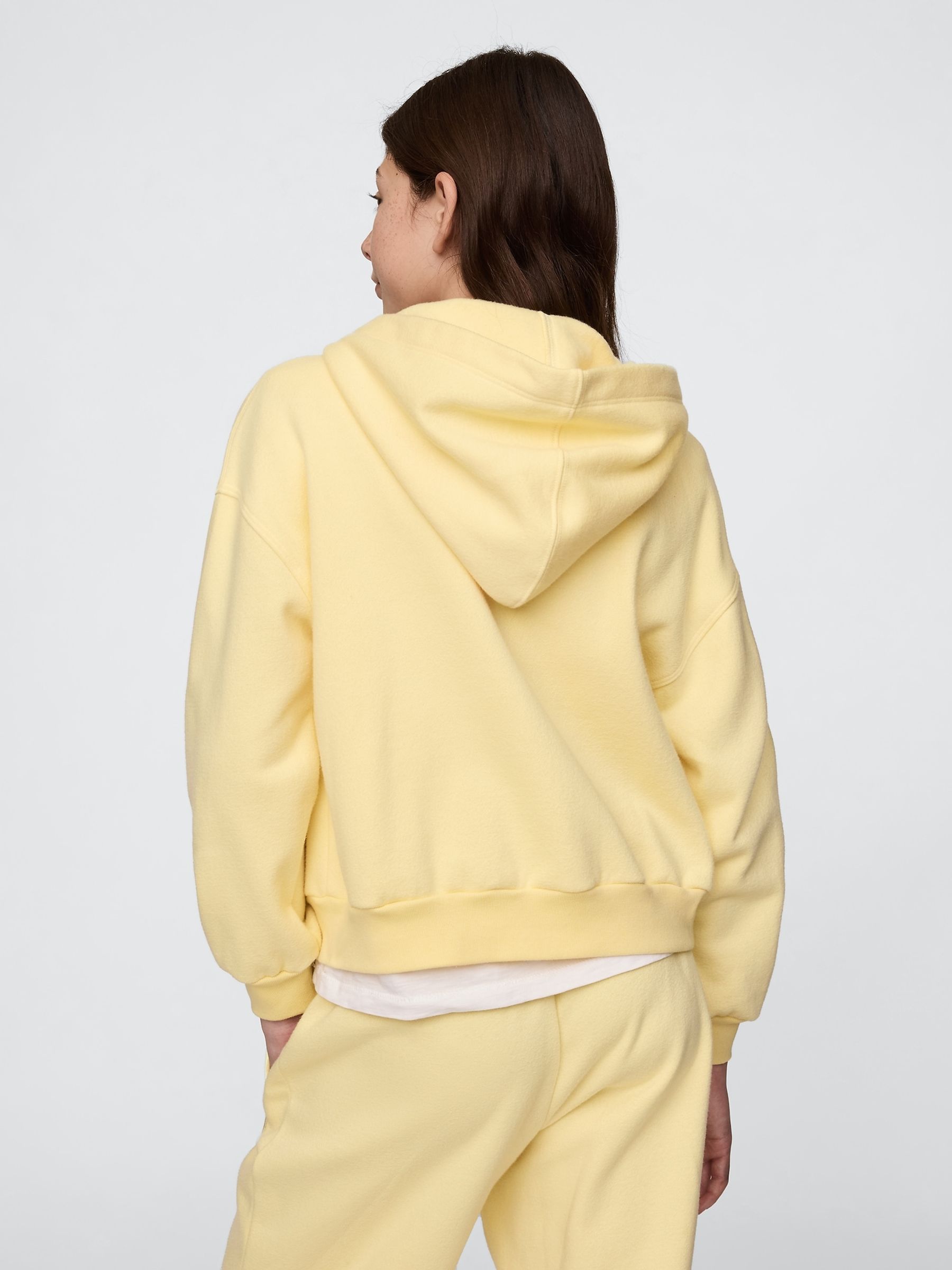 Butter Yellow Vintage Soft Oversized Logo Zip Up Hoodie (4-13yrs) - Image 2 of 5