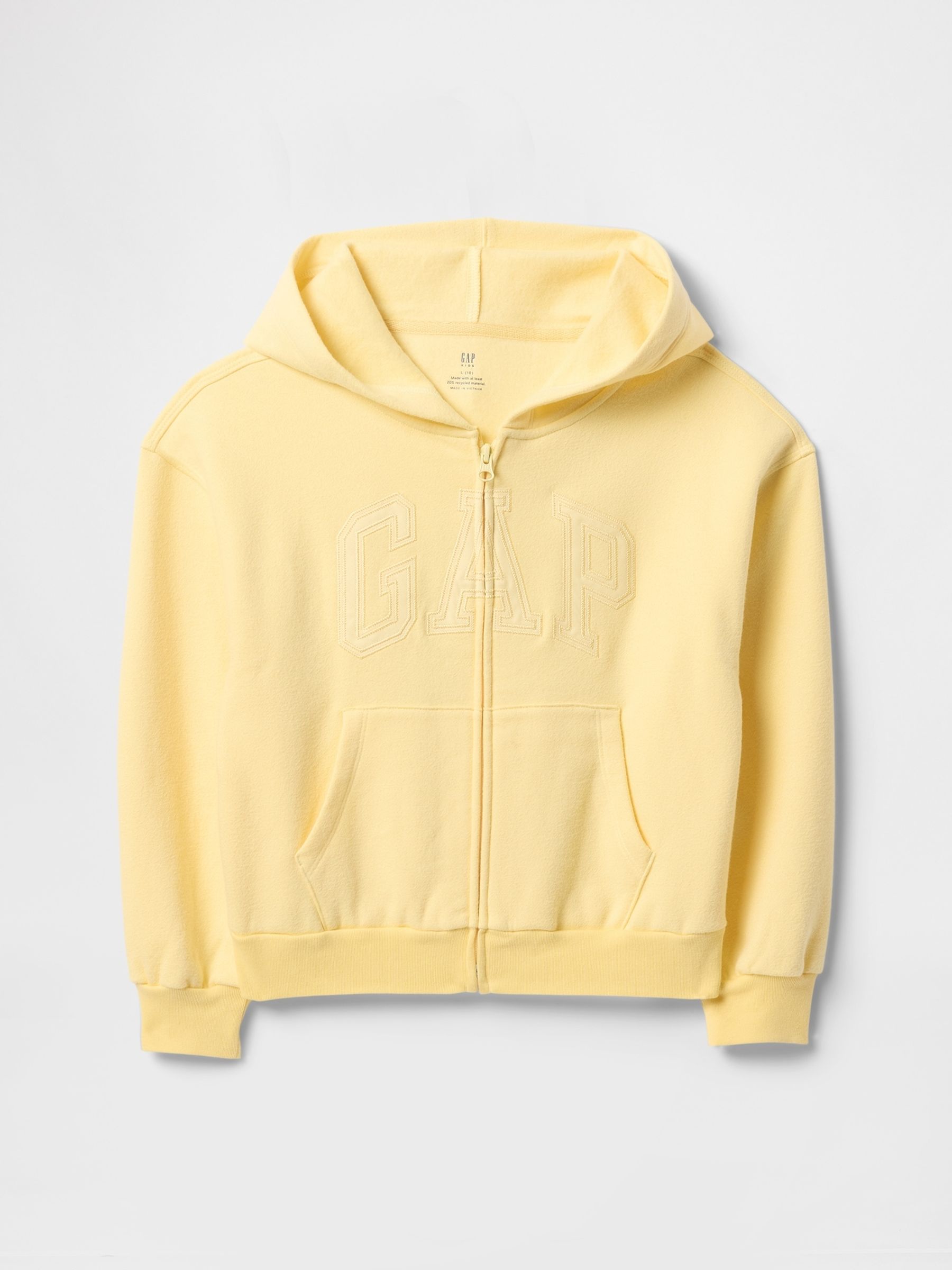 Butter Yellow Vintage Soft Oversized Logo Zip Up Hoodie (4-13yrs) - Image 4 of 5