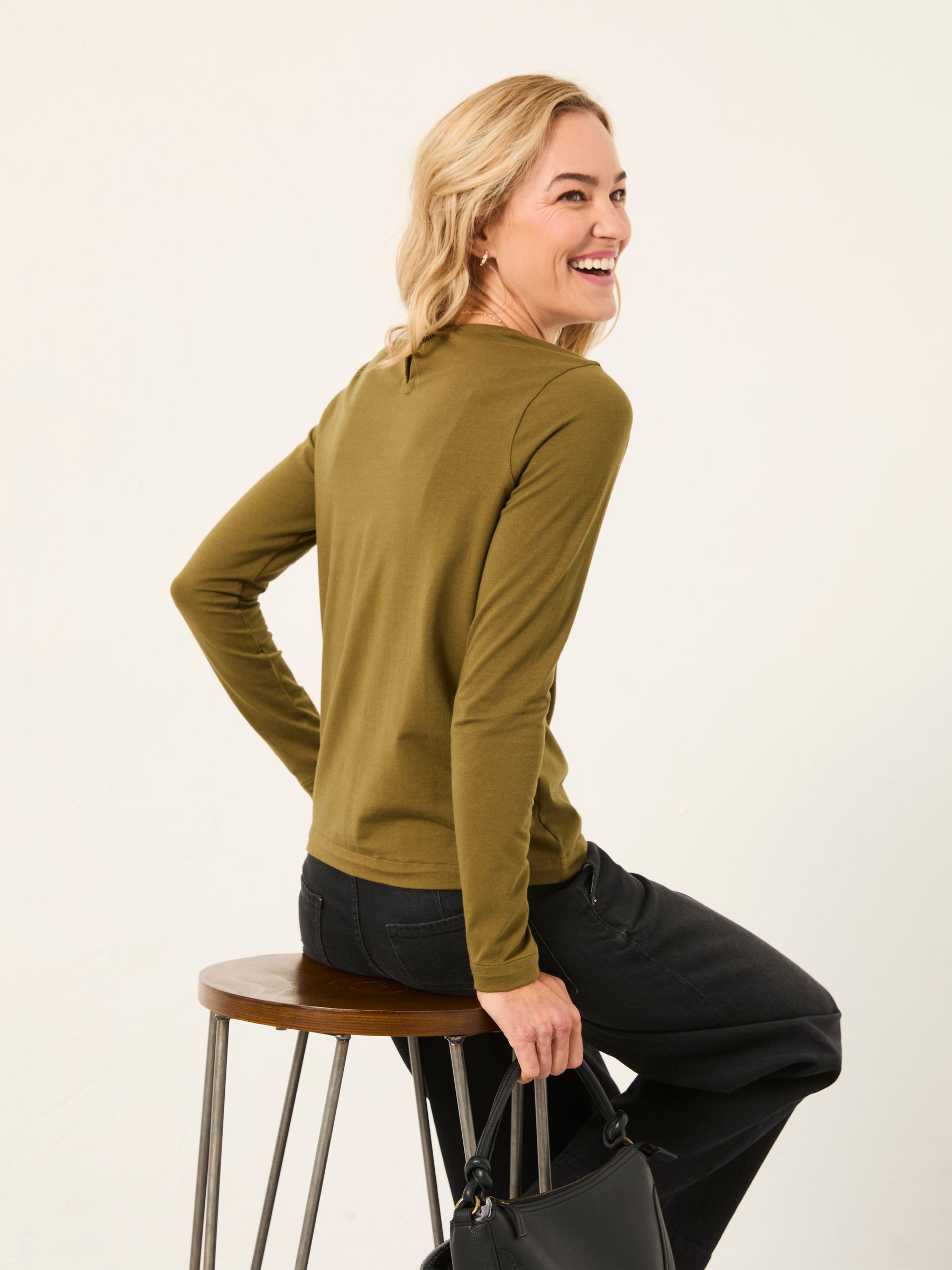 Nell Olive Green Long Sleeve Top - Image 2 of 5