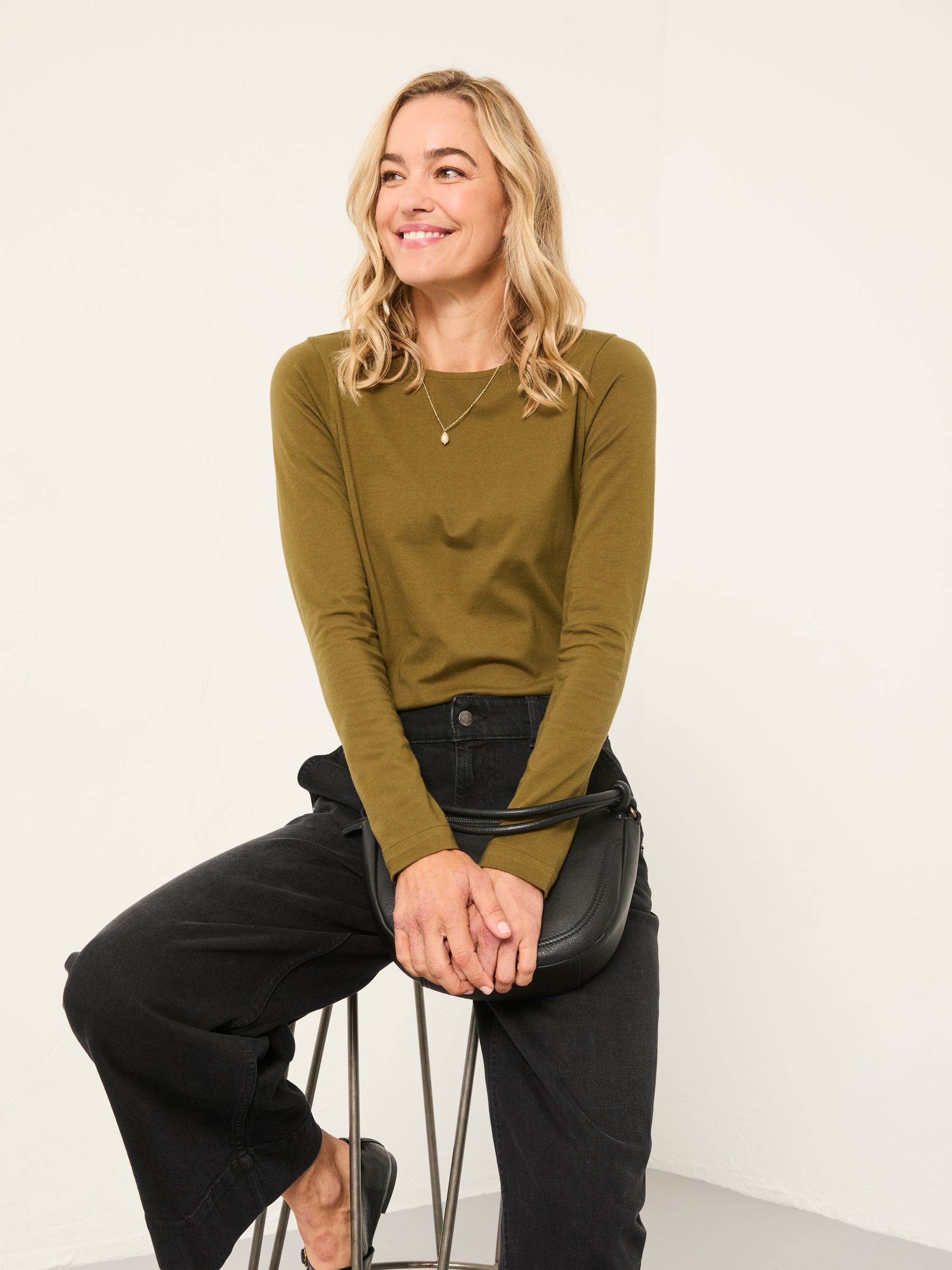 Nell Olive Green Long Sleeve Top - Image 4 of 5