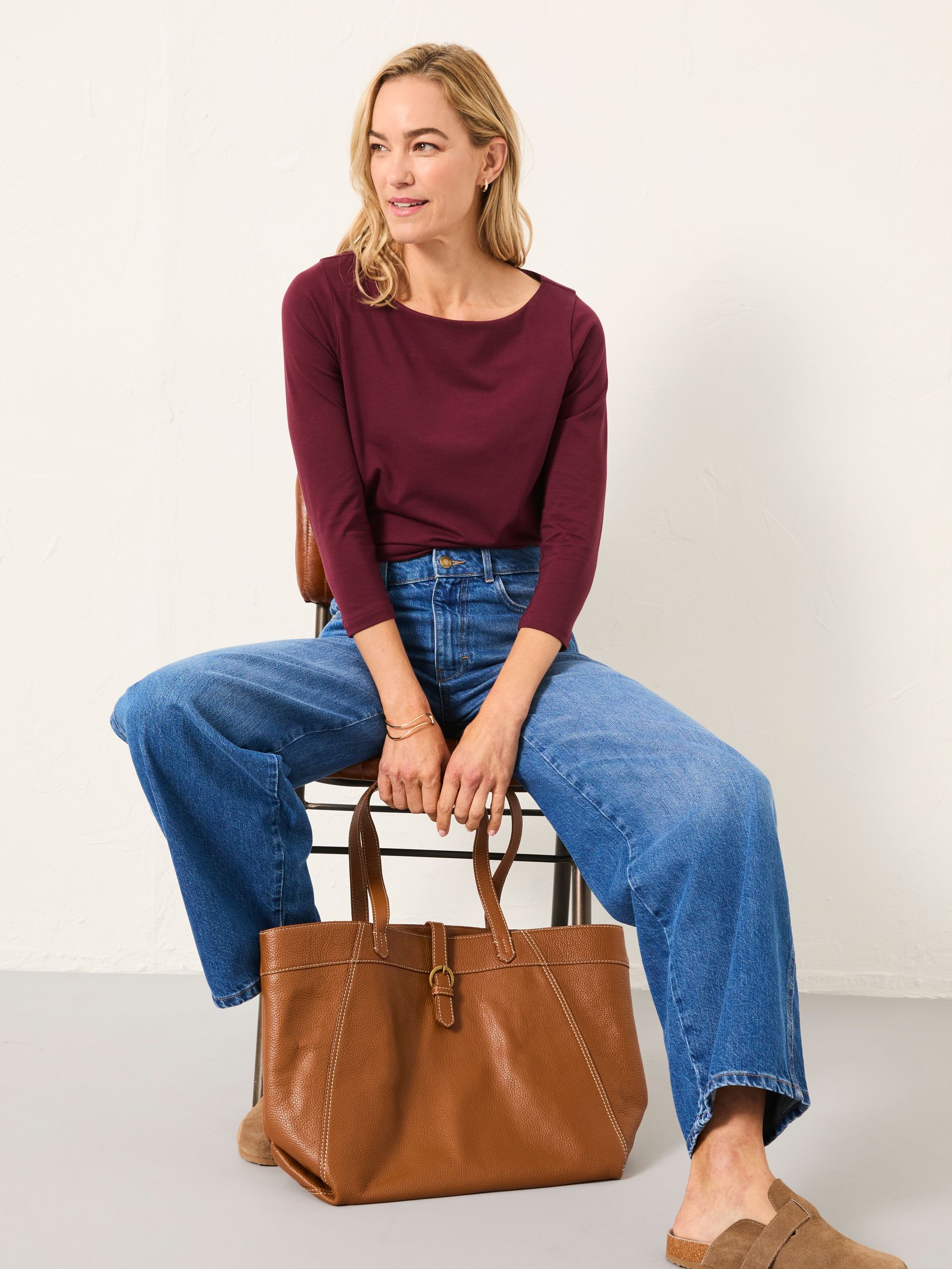 Pip Burgundy Boat Neck Top - Image 4 of 5