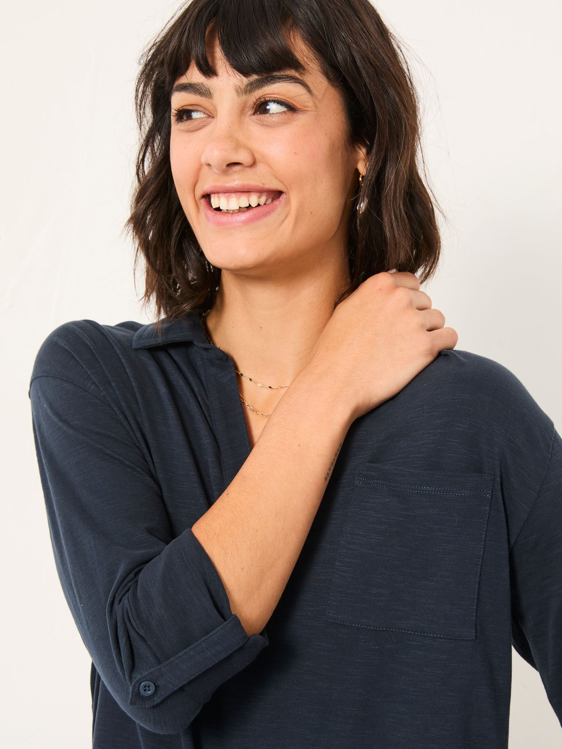 Paige Navy Jersey Shirt - Image 4 of 5