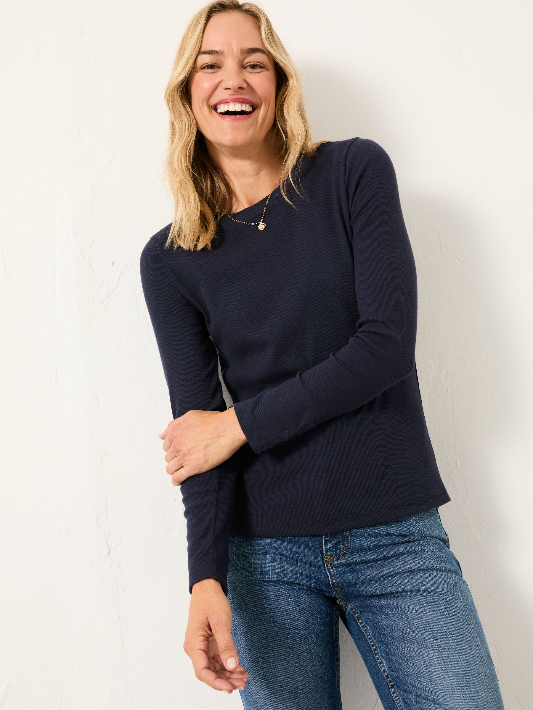 V&A | FatFace Callie Navy Long Sleeve Top - Image 1 of 1