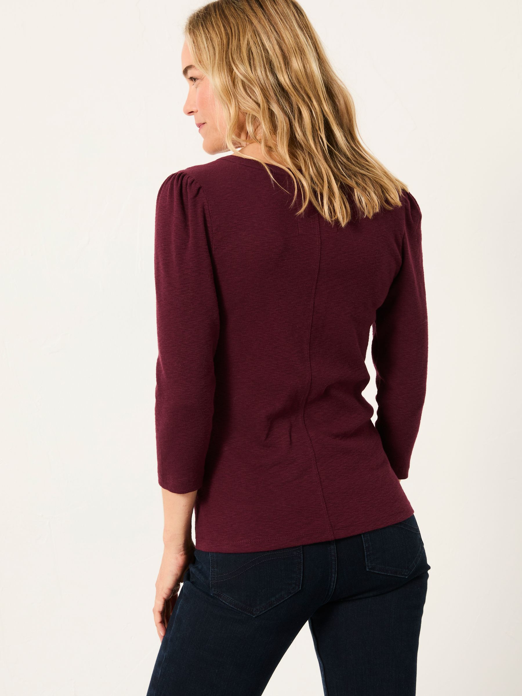 Connie Burgundy Henley Top - Image 2 of 6